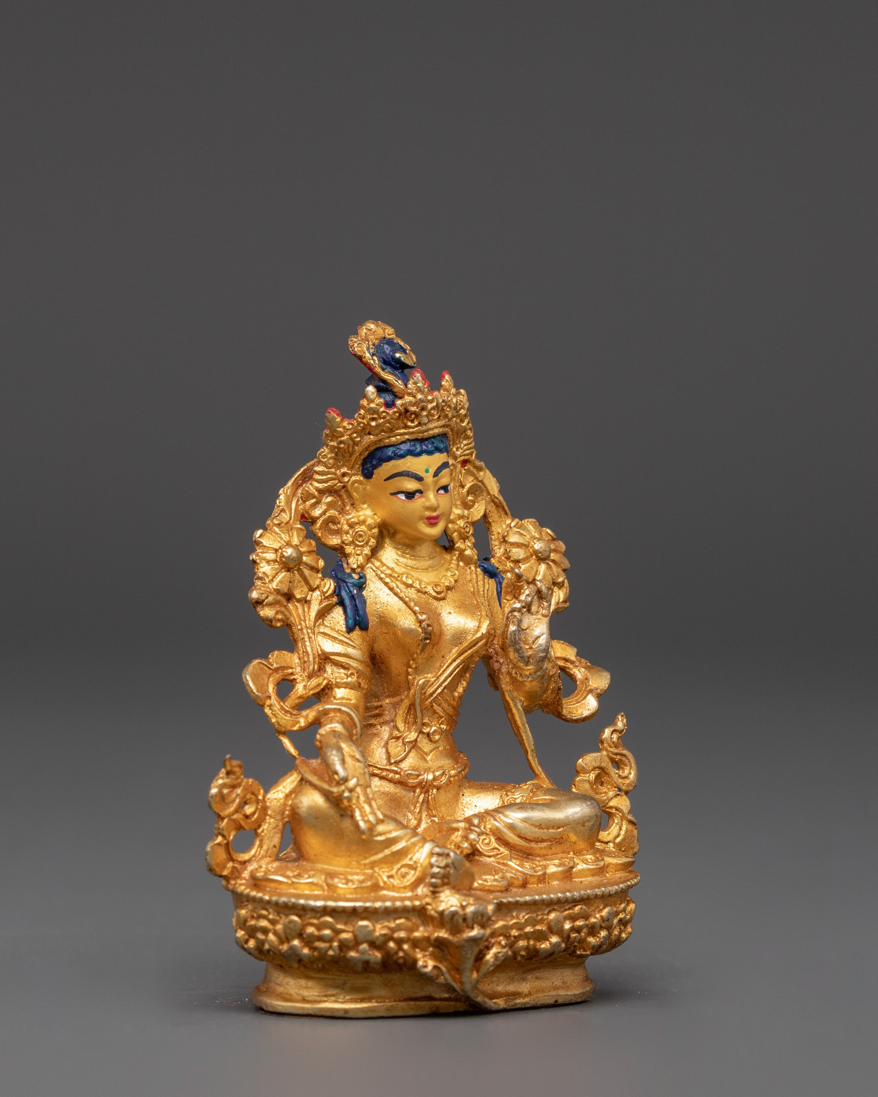 Tibetan Green Tara Bodhisattva Statue | Buddha of Compassion and Healing