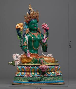 Goddess Green Tara Statue | Tibetan Spiritual Sculpture For Mindfulness