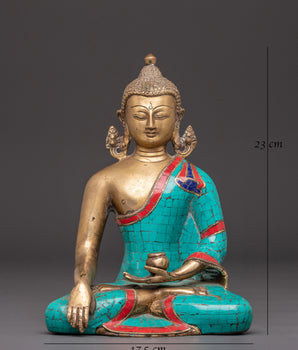 Sacred Buddha Shakyamuni Himalayan Statue | Brass Shakyamuni Buddha Art