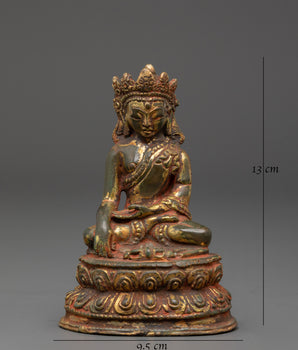 Handmade Gold Inlaid Crown Shakyamuni Buddha Statue | Sacred Buddha Figurine