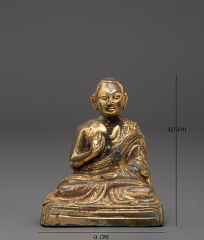 Sacred Buddhist Master Khedrup Je Statue | Tibetan Teacher Sculpture