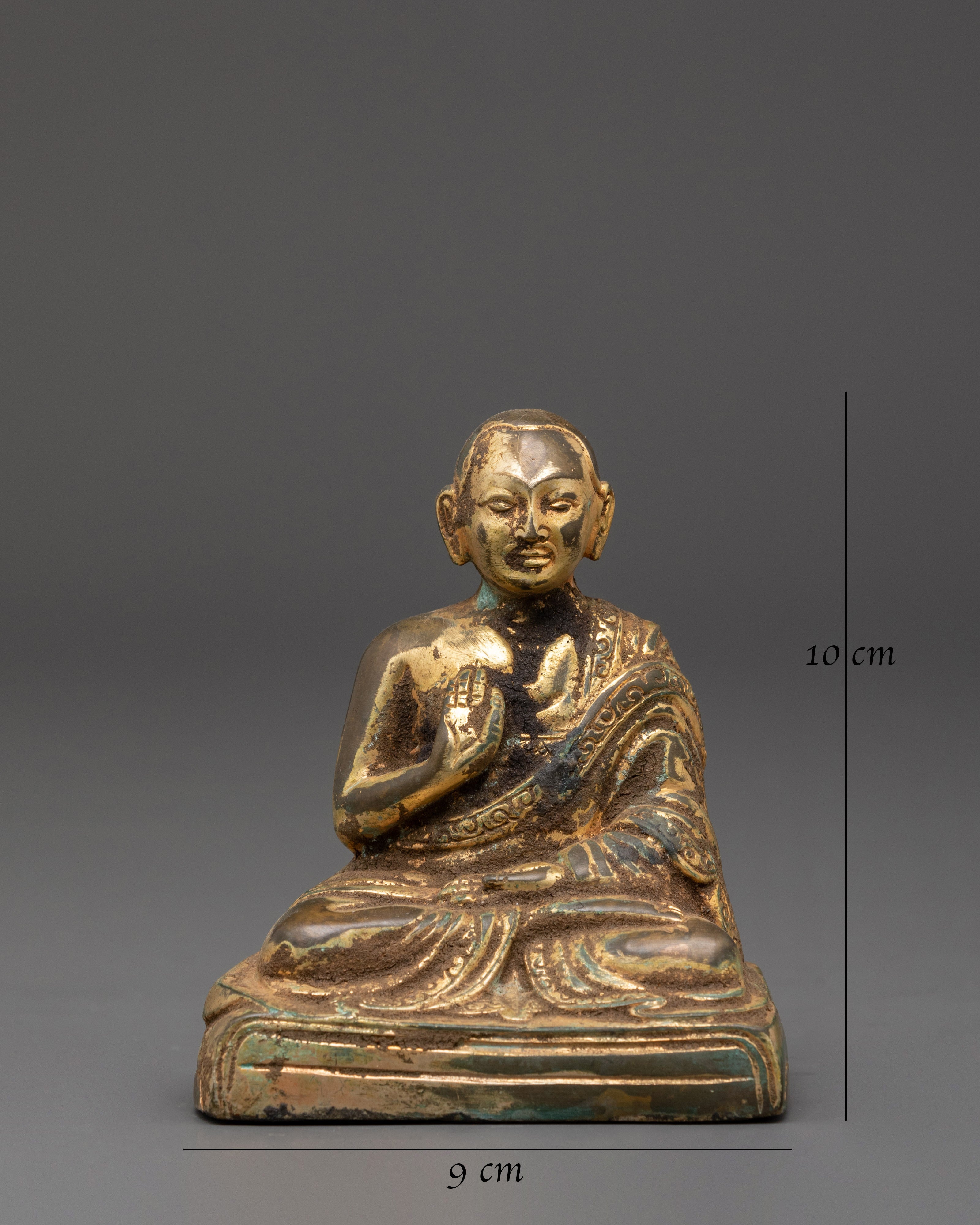 Sacred Buddhist Master Khedrup Je Statue | Tibetan Teacher Sculpture