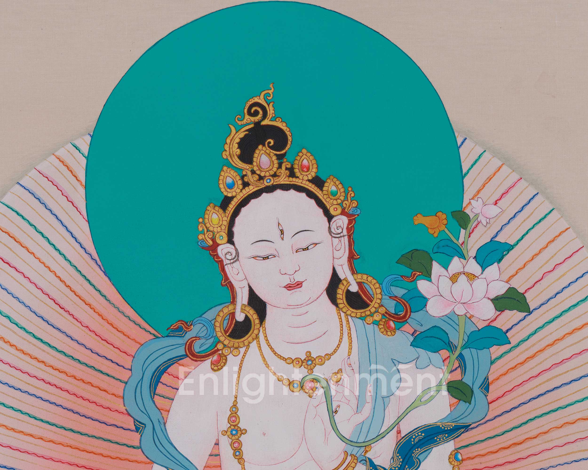 Himalayan Seven-Eyed White Tara Thangka | Sita Tara Healing Art