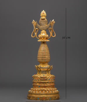 Sacred Buddhist Copper Stupa | Spiritual Figure for Altars and Blessings