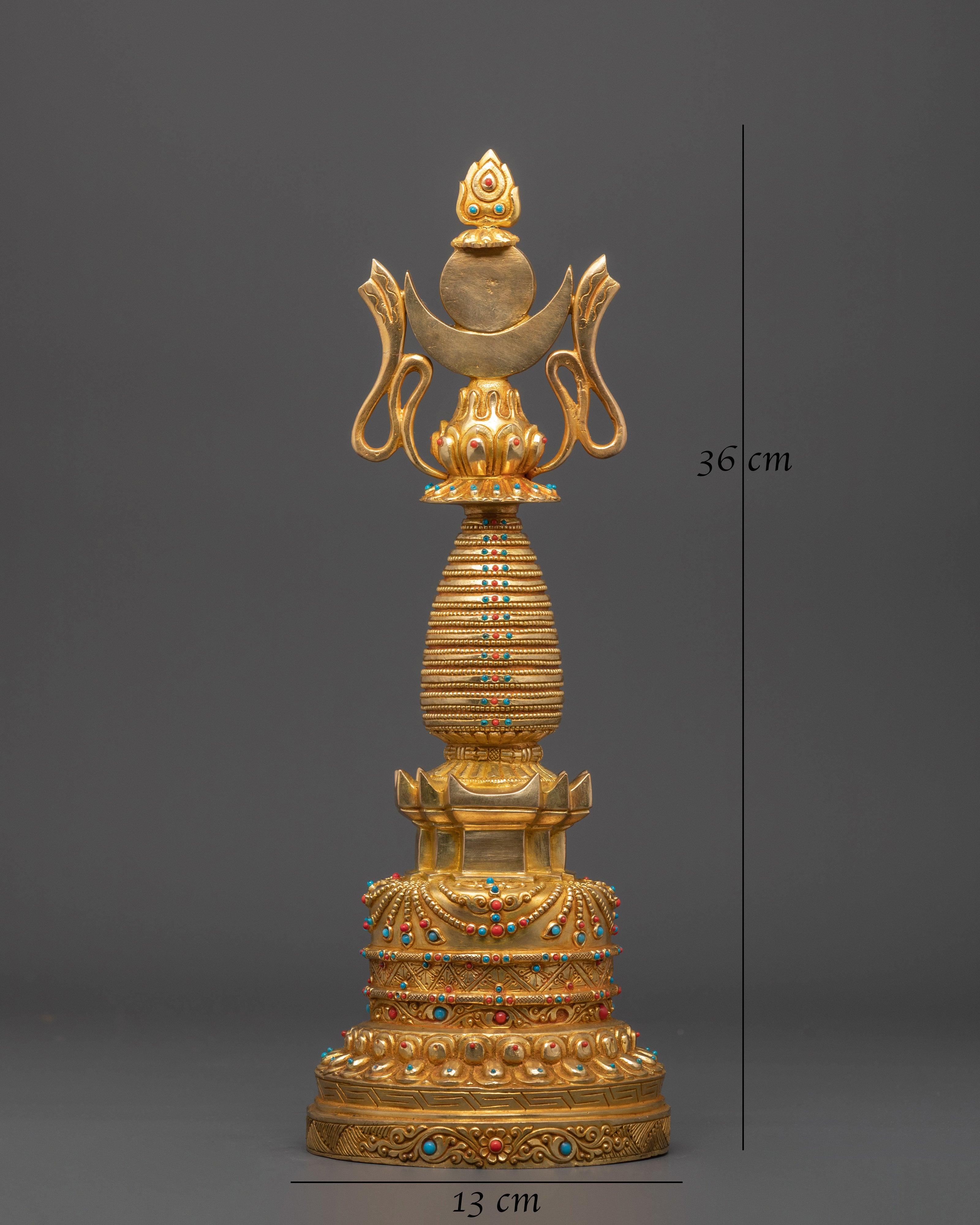 Sacred Buddhist Copper Stupa | Spiritual Figure for Altars and Blessings