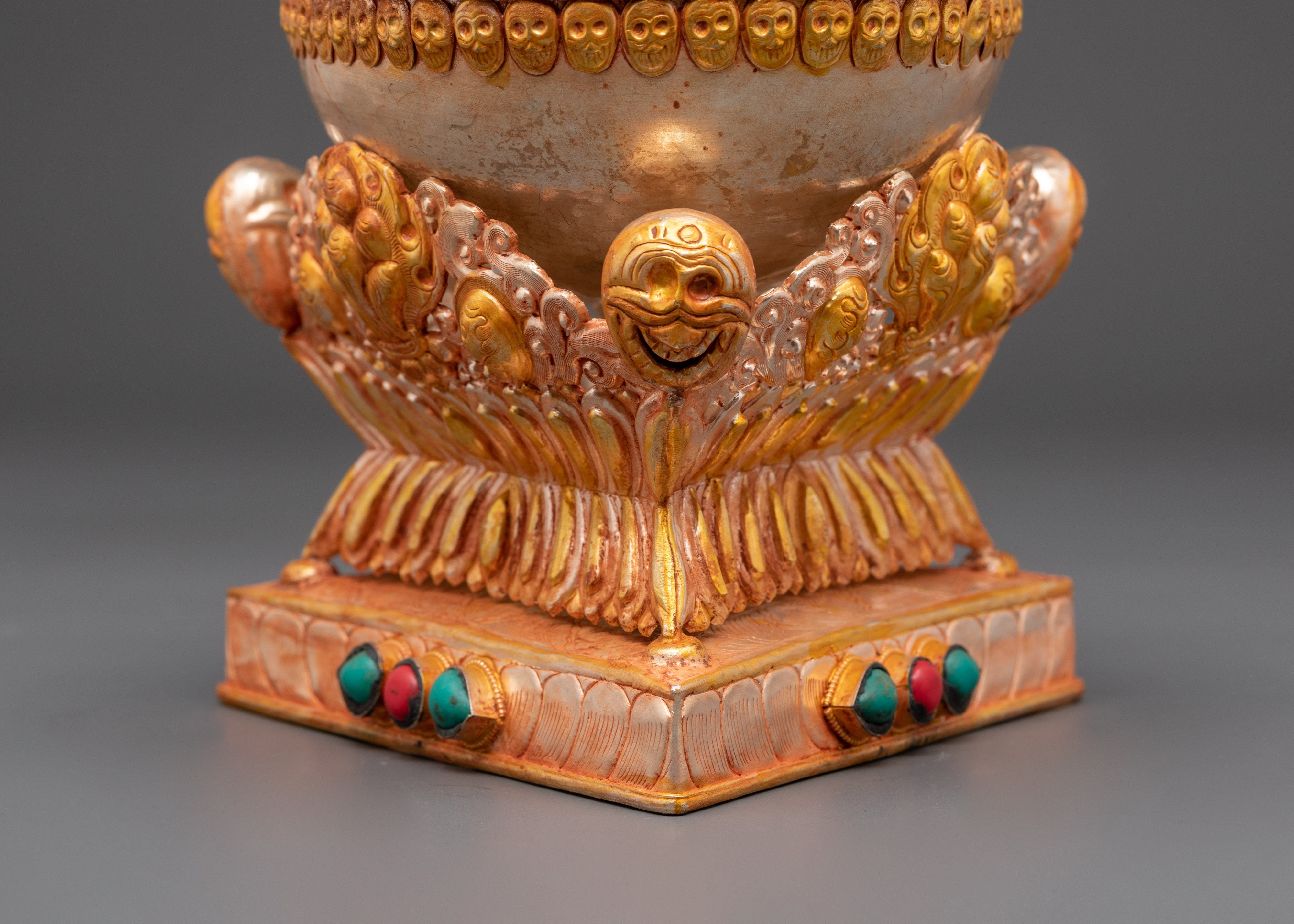 Gold Plated Kapala for Ritual Ceremonies | Silver & Copper Body Kapala
