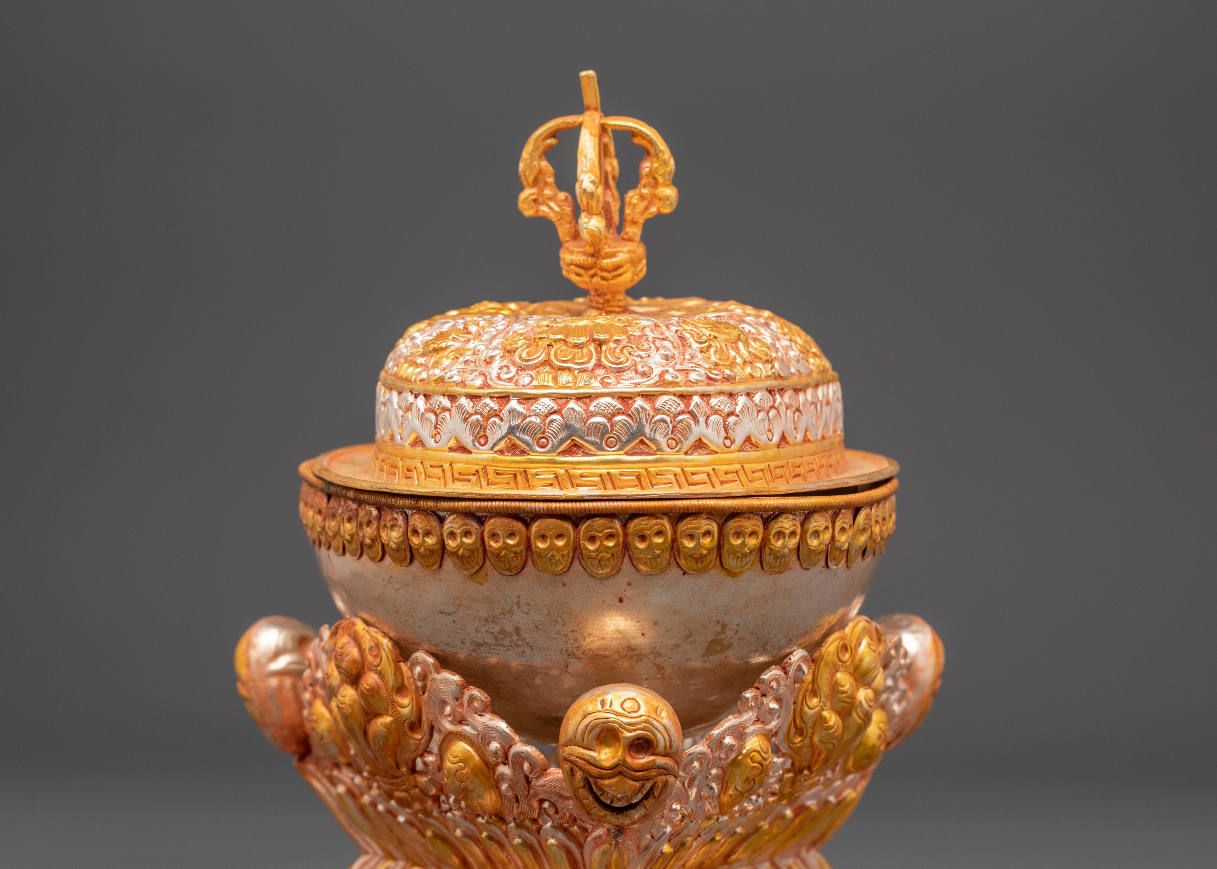 Gold Plated Kapala for Ritual Ceremonies | Silver & Copper Body Kapala