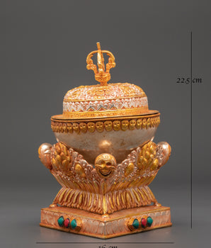 Gold Plated Kapala for Ritual Ceremonies | Silver & Copper Body Kapala