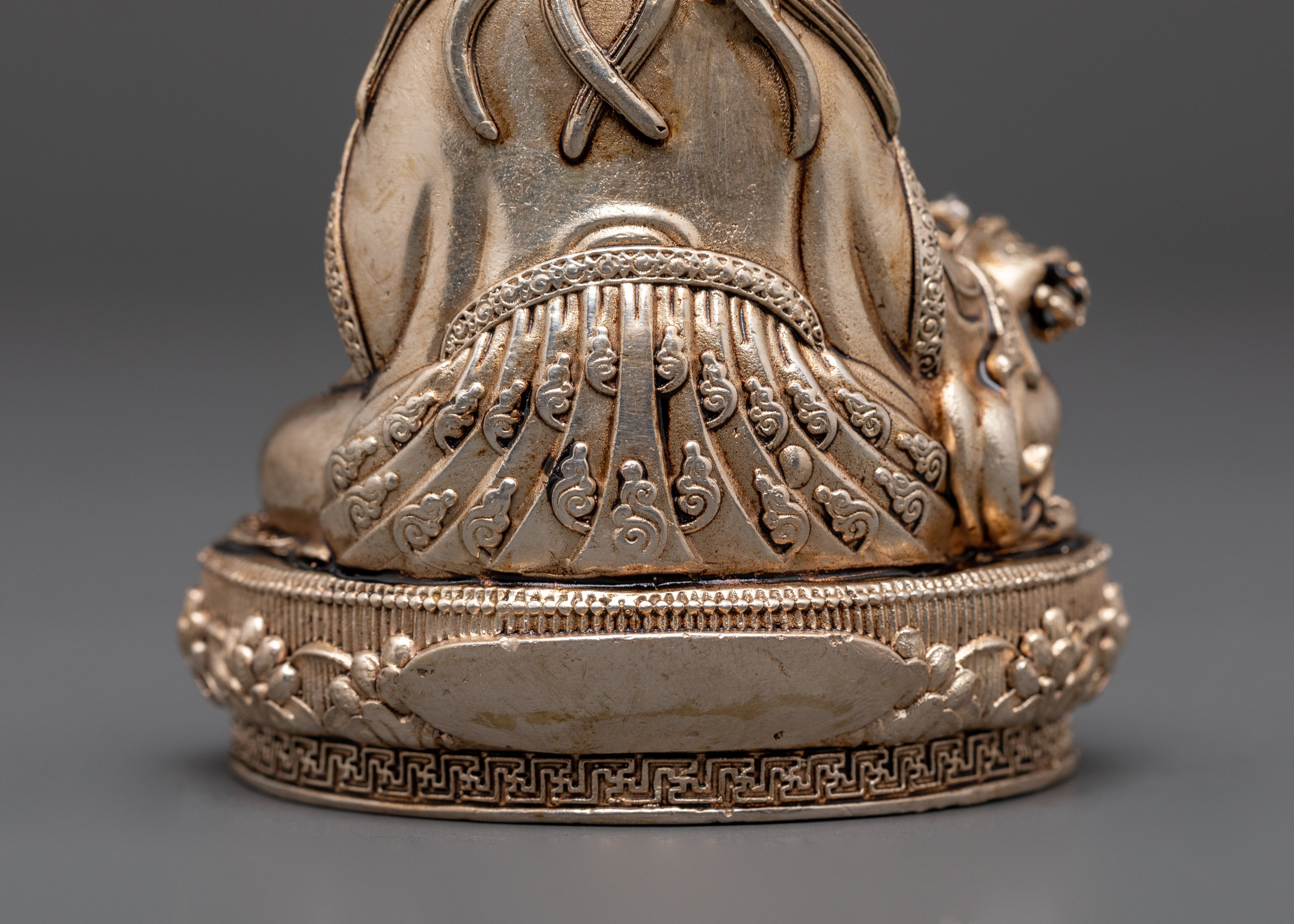Silver Plated Padmakara Statue | Tibetan Vajra Master