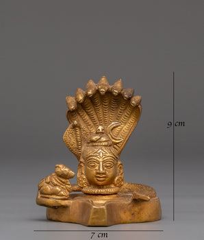Sacred Shiva Linga with Naga and Nandi | Brass Hindu Deity Statue for Worship and Decor