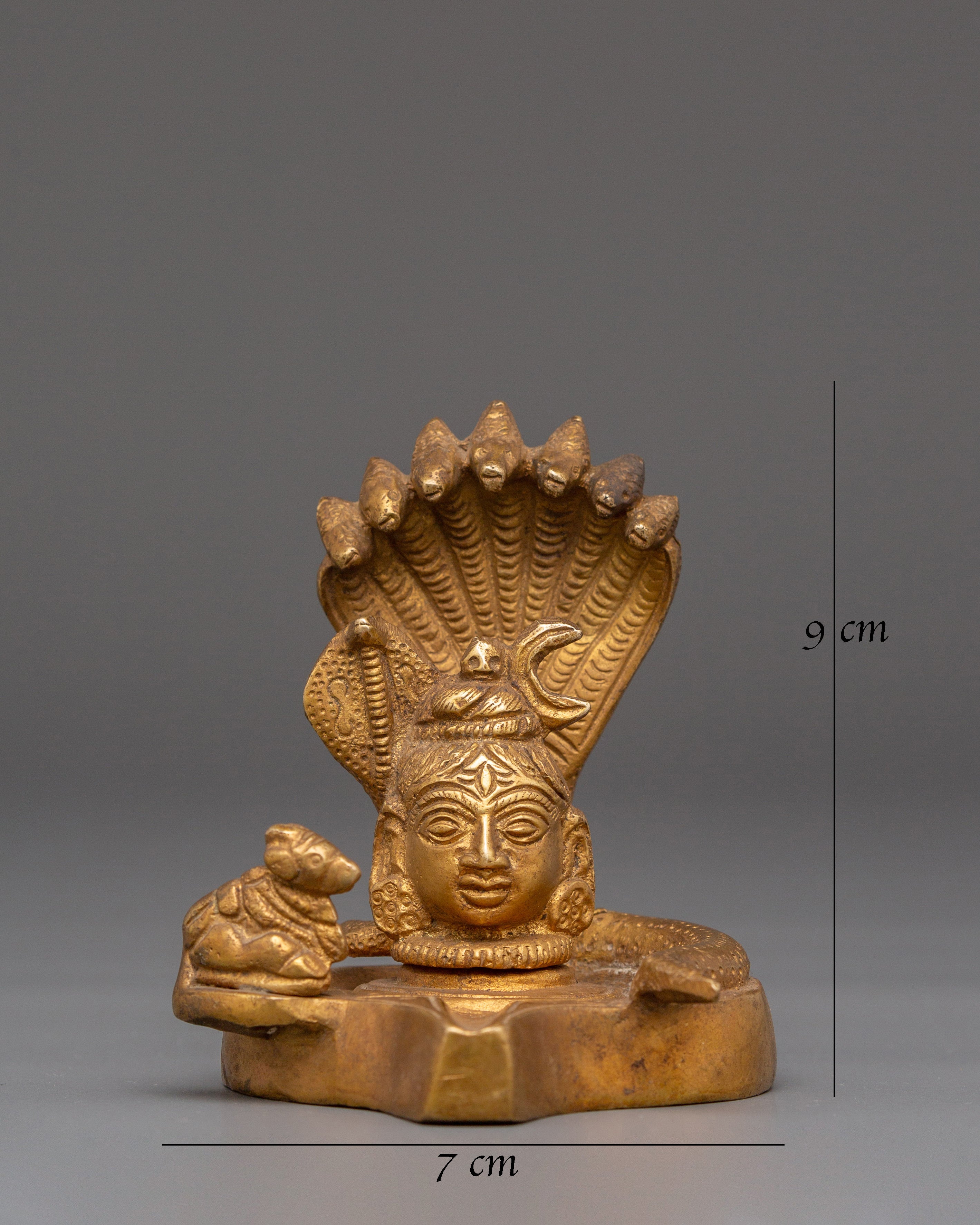 Sacred Shiva Linga with Naga and Nandi | Brass Hindu Deity Statue for Worship and Decor