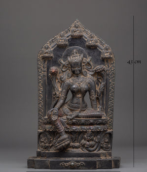 Compassion Deity Green Tara on Throne | Shyama Tara Sculpture
