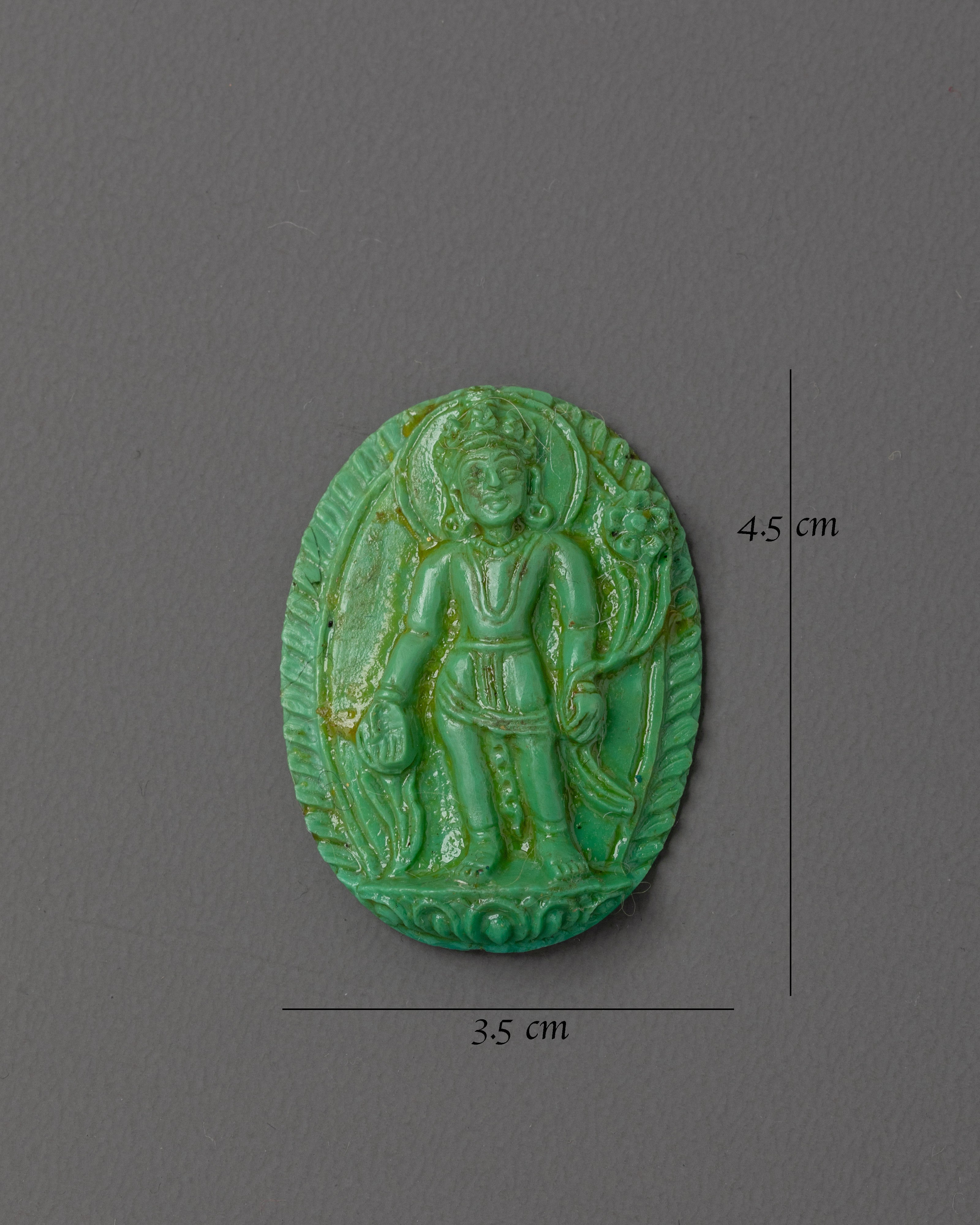 Compassionate Lord Lokeshwor Carving | Turquoise Buddhist Deity Stone Sculpture