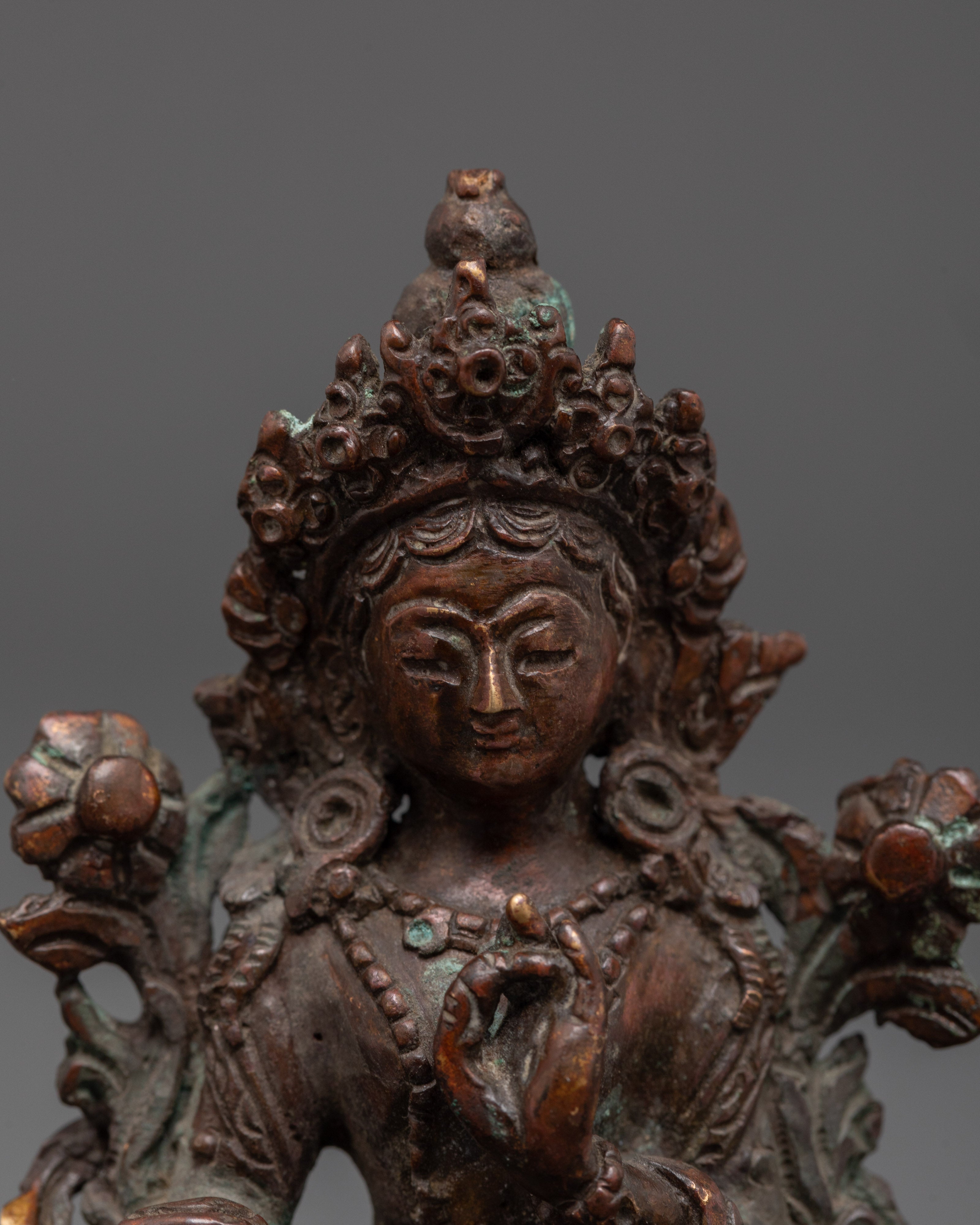 Oxidized Green Tara Decor Statue | Compassionate Diety