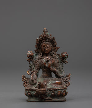 Oxidized Green Tara Decor Statue | Compassionate Diety