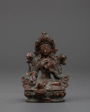 Oxidized Green Tara Decor Statue | Compassionate Diety