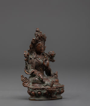 Oxidized Green Tara Decor Statue | Compassionate Diety