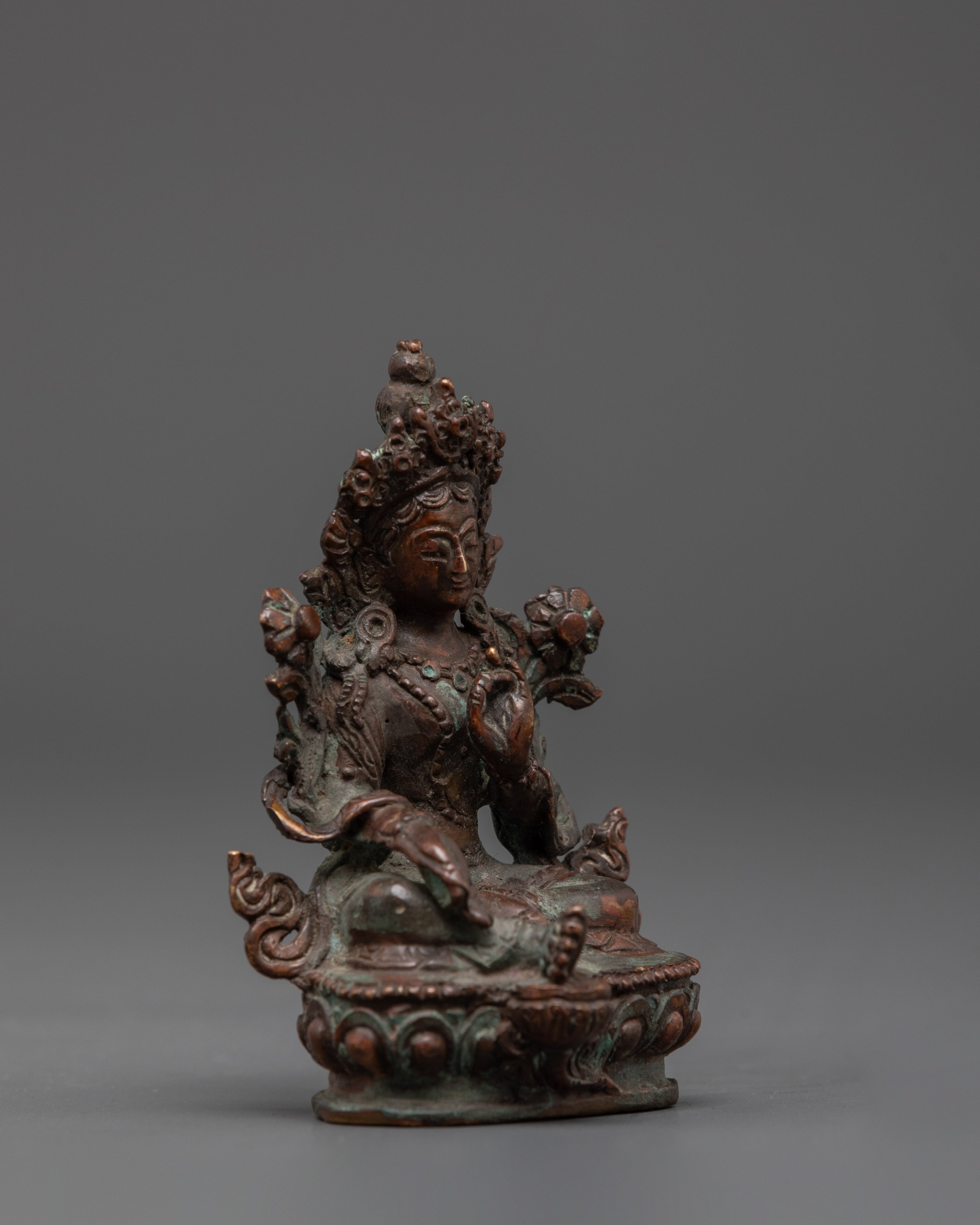 Oxidized Green Tara Decor Statue | Compassionate Diety