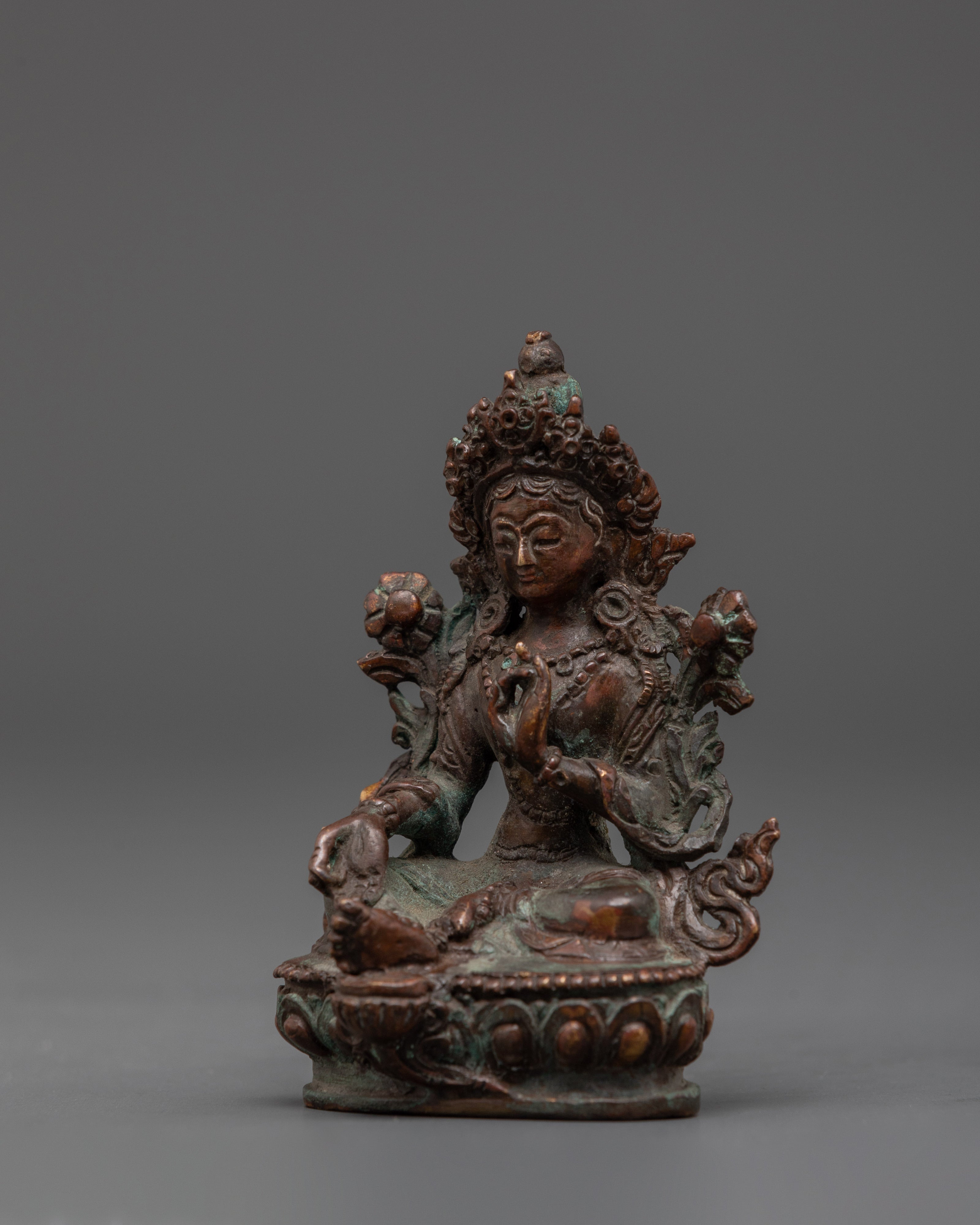 Oxidized Green Tara Decor Statue | Compassionate Diety
