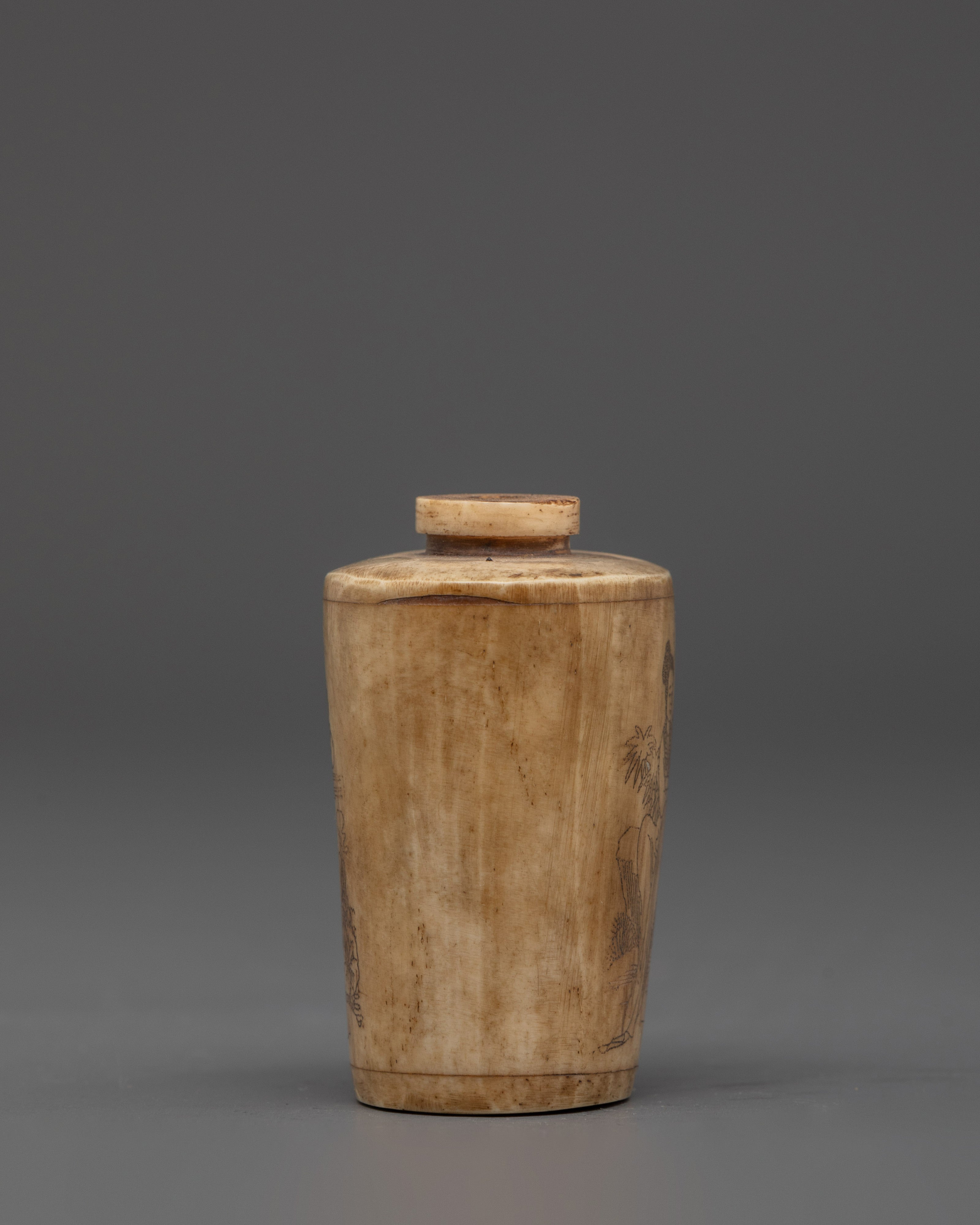 Ethically Sourced Buffalo Bone Snuff Bottle | Sacred Himalayan Altar