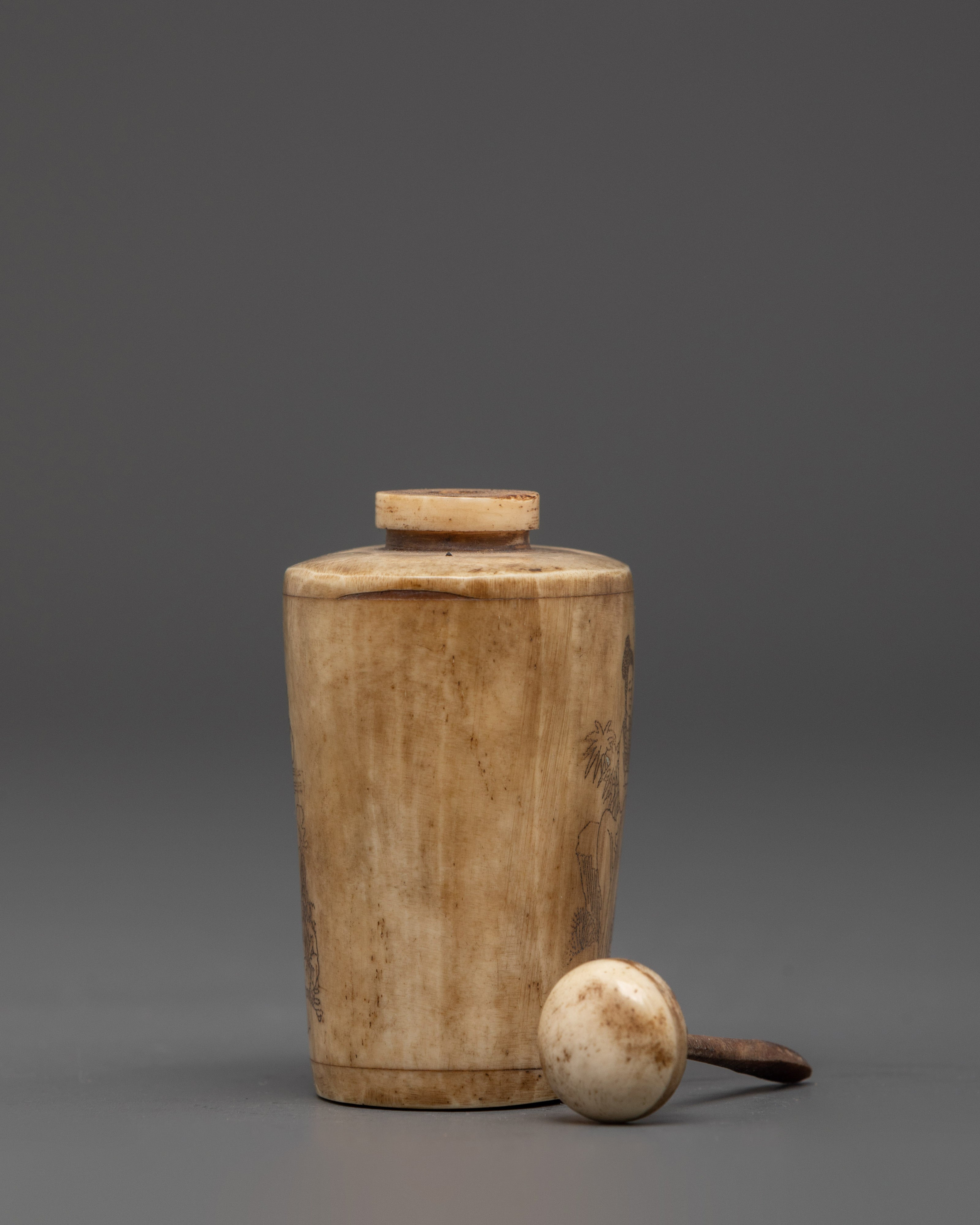 Ethically Sourced Buffalo Bone Snuff Bottle | Sacred Himalayan Altar