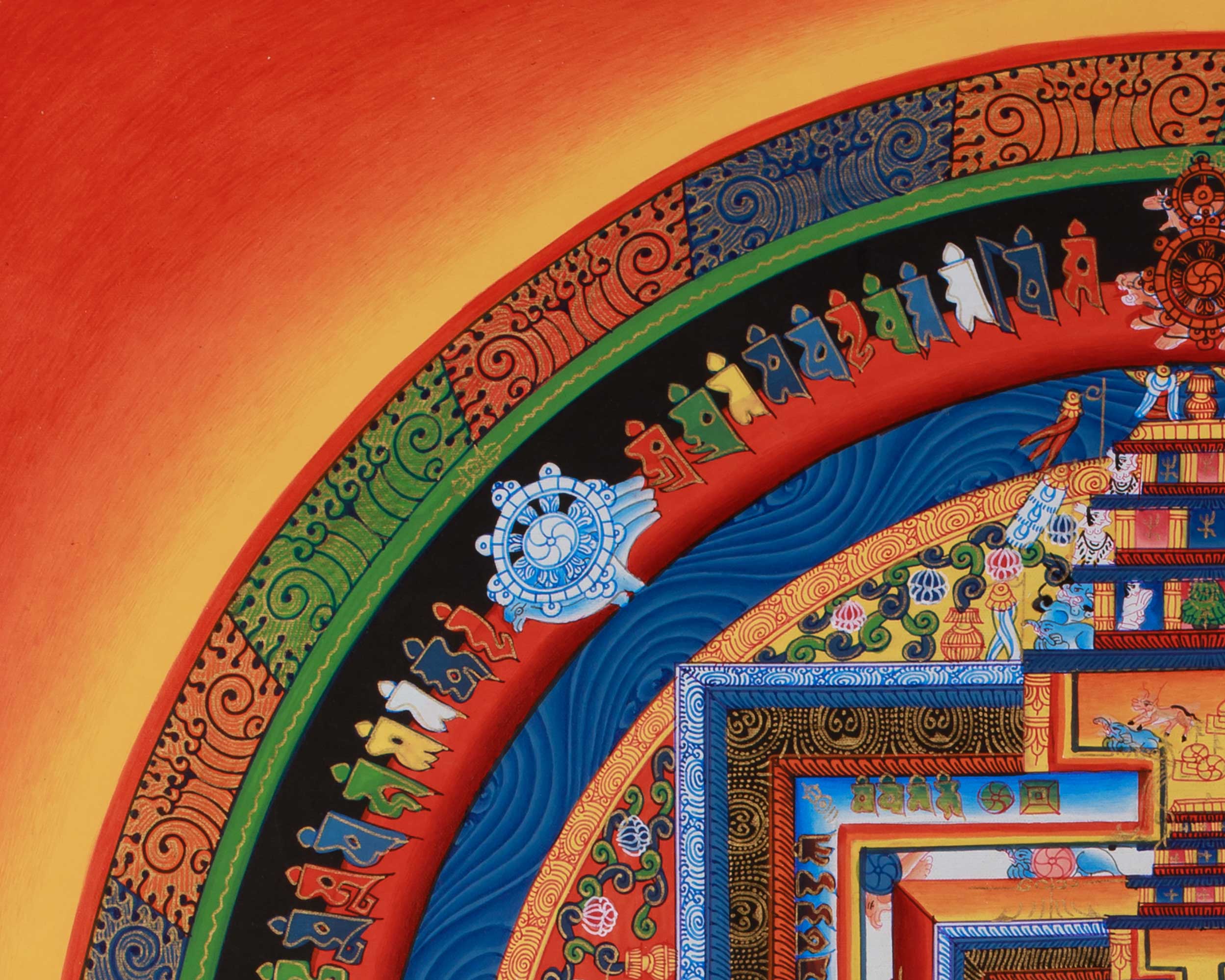 Himalayan Artwork of Kalachakra Mandala | Hand-Painted Buddhist Mandala Thangka