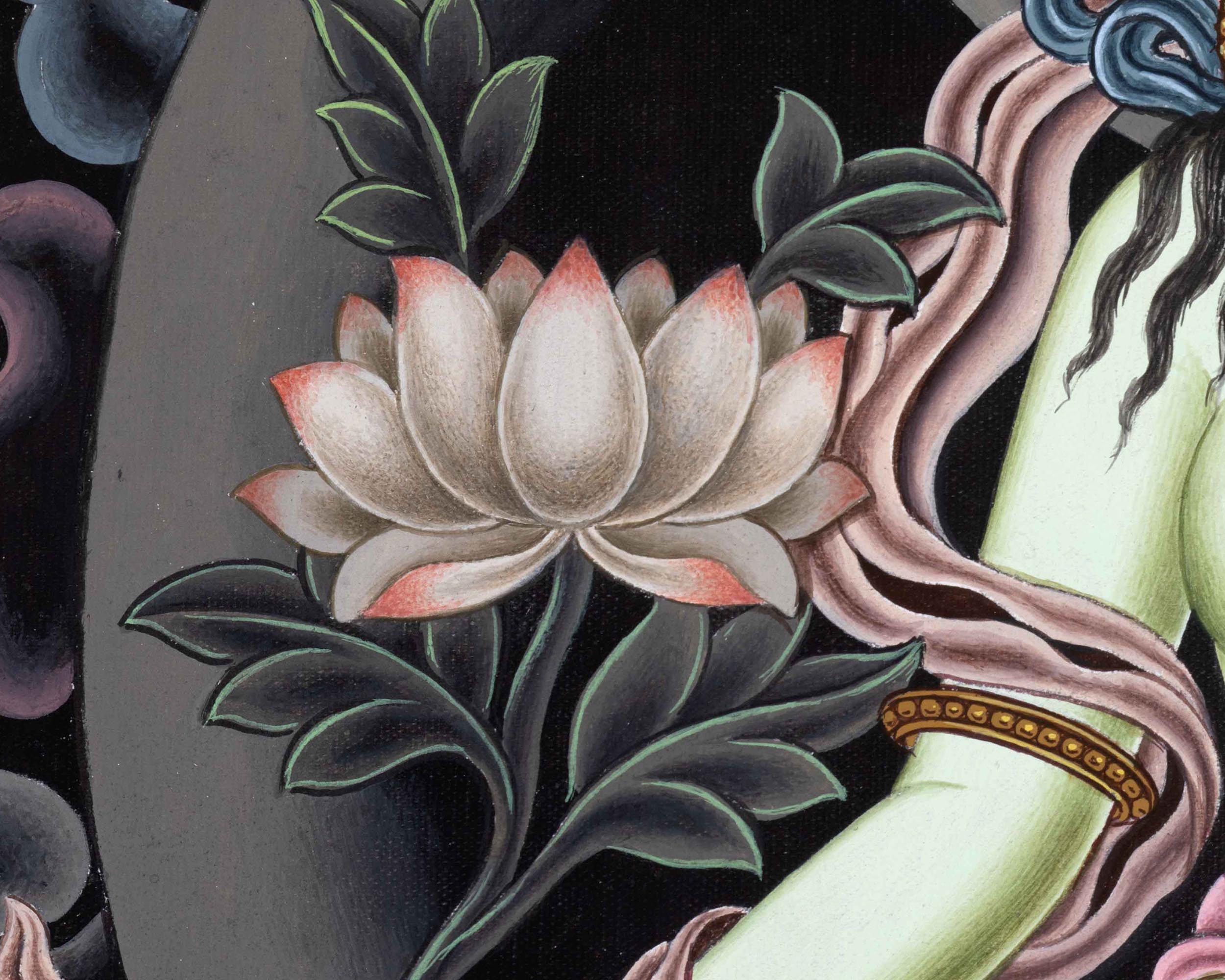 Mother Green Tara Thangka Print | Tibetan Buddhism Wall Décor | Digital Prints
