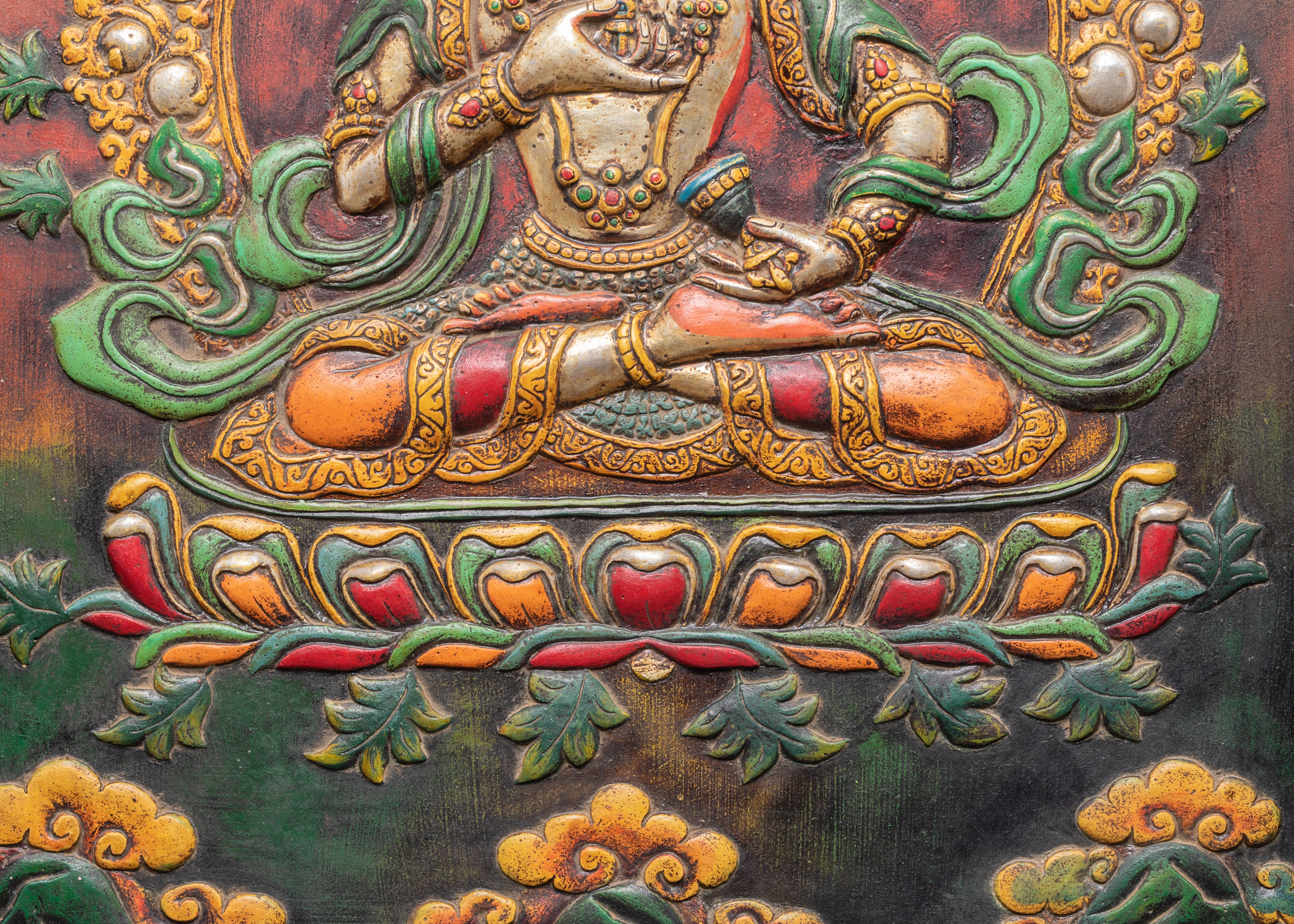 Vajrasattva Wall Hanging in Wooden Frame with Acrylic Colors