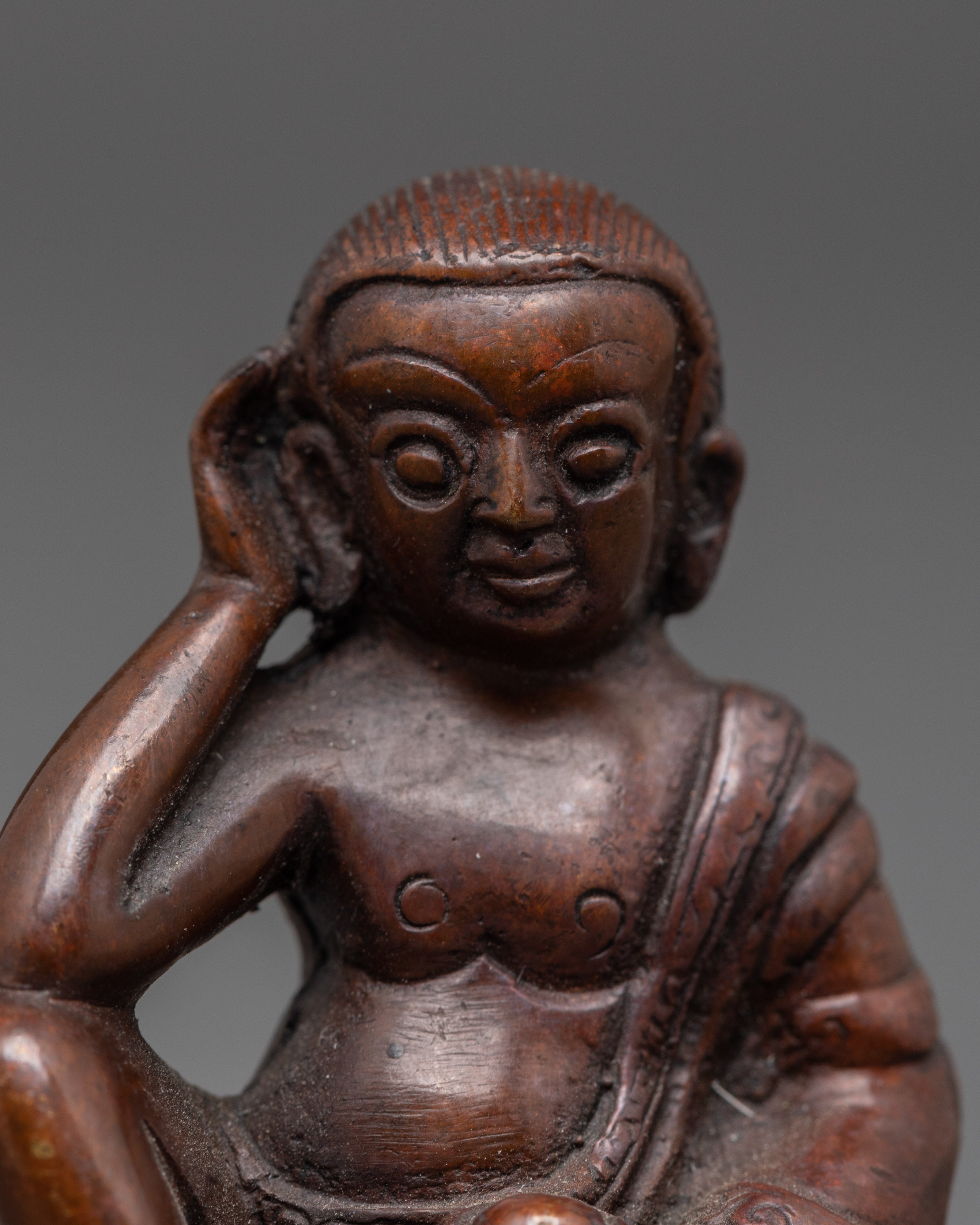 Buddhist Master Milarepa Statue | Tibetan Copper Meditation Figurine