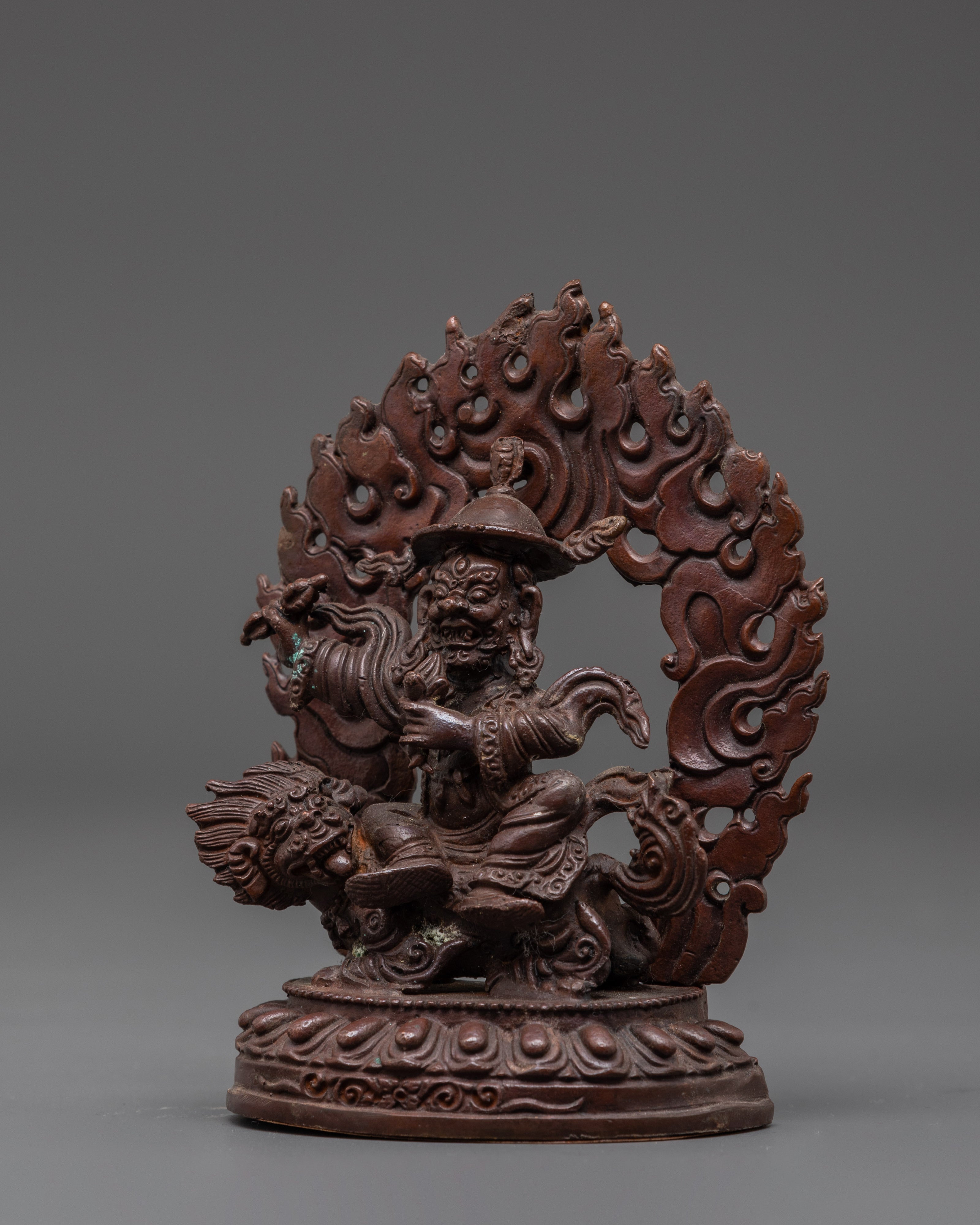 Dorje Legpa Protector Deity Statue | Tibetan Oxidized Copper Ritual Sculpture