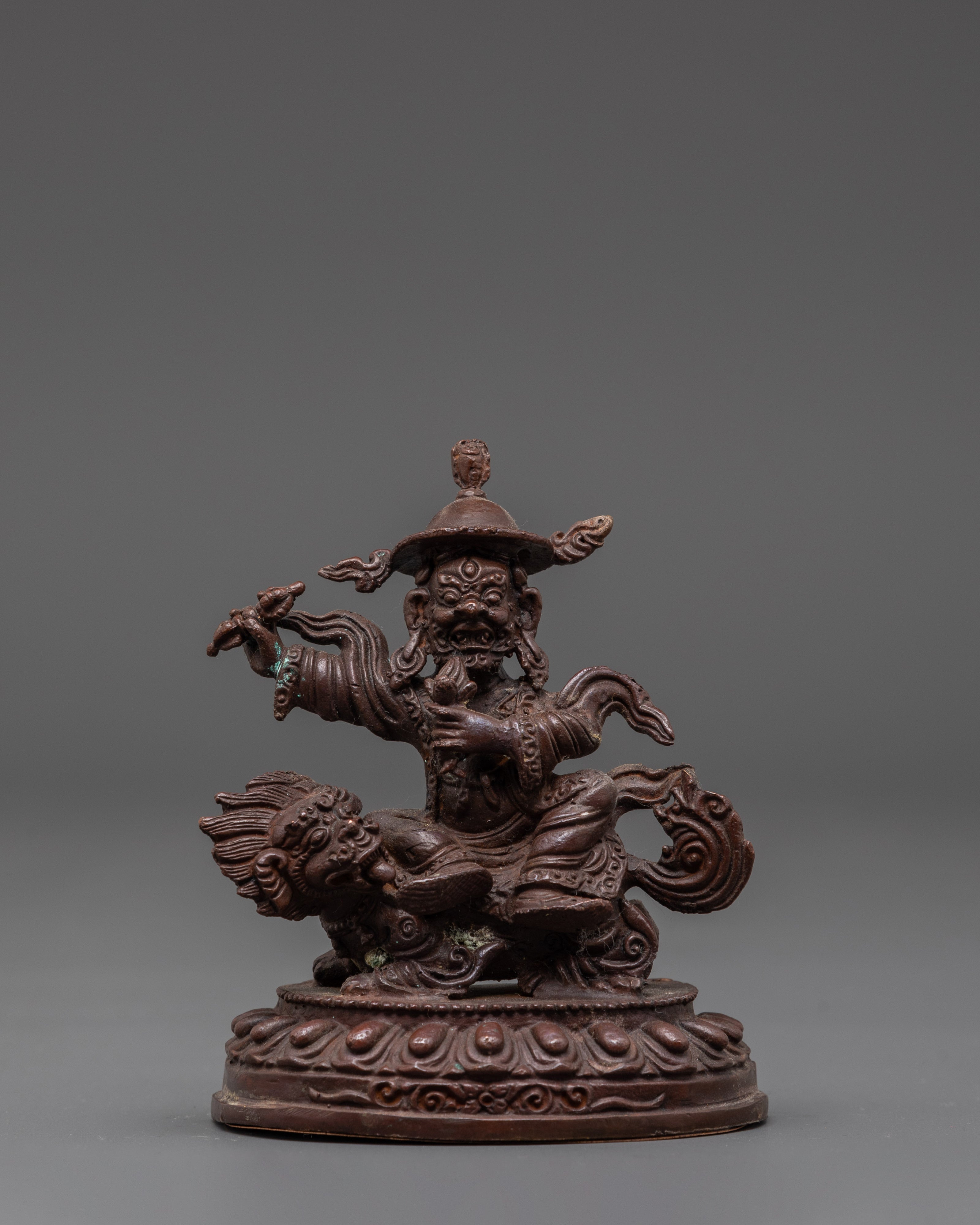 Dorje Legpa Protector Deity Statue | Tibetan Oxidized Copper Ritual Sculpture