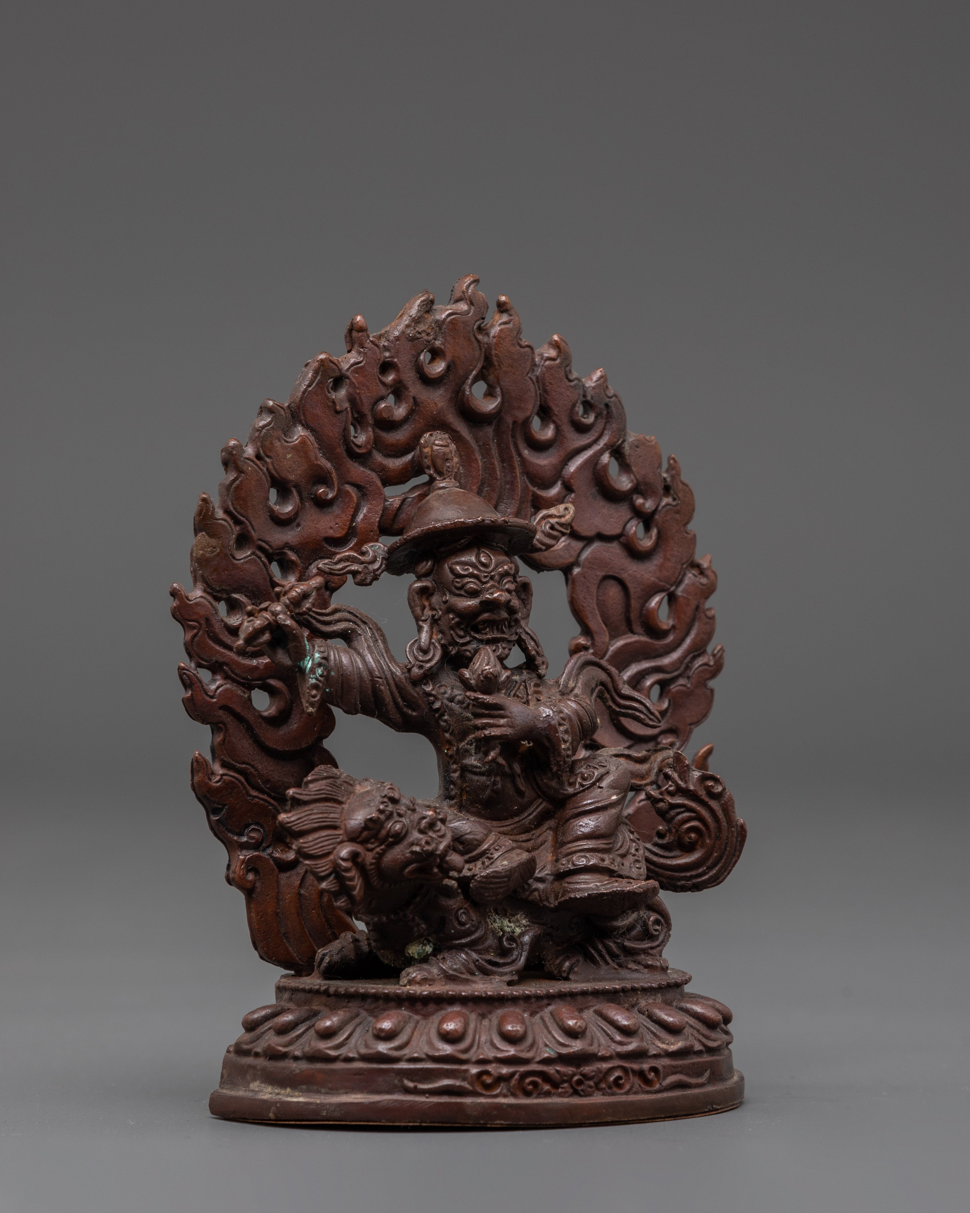 Dorje Legpa Protector Deity Statue | Tibetan Oxidized Copper Ritual Sculpture