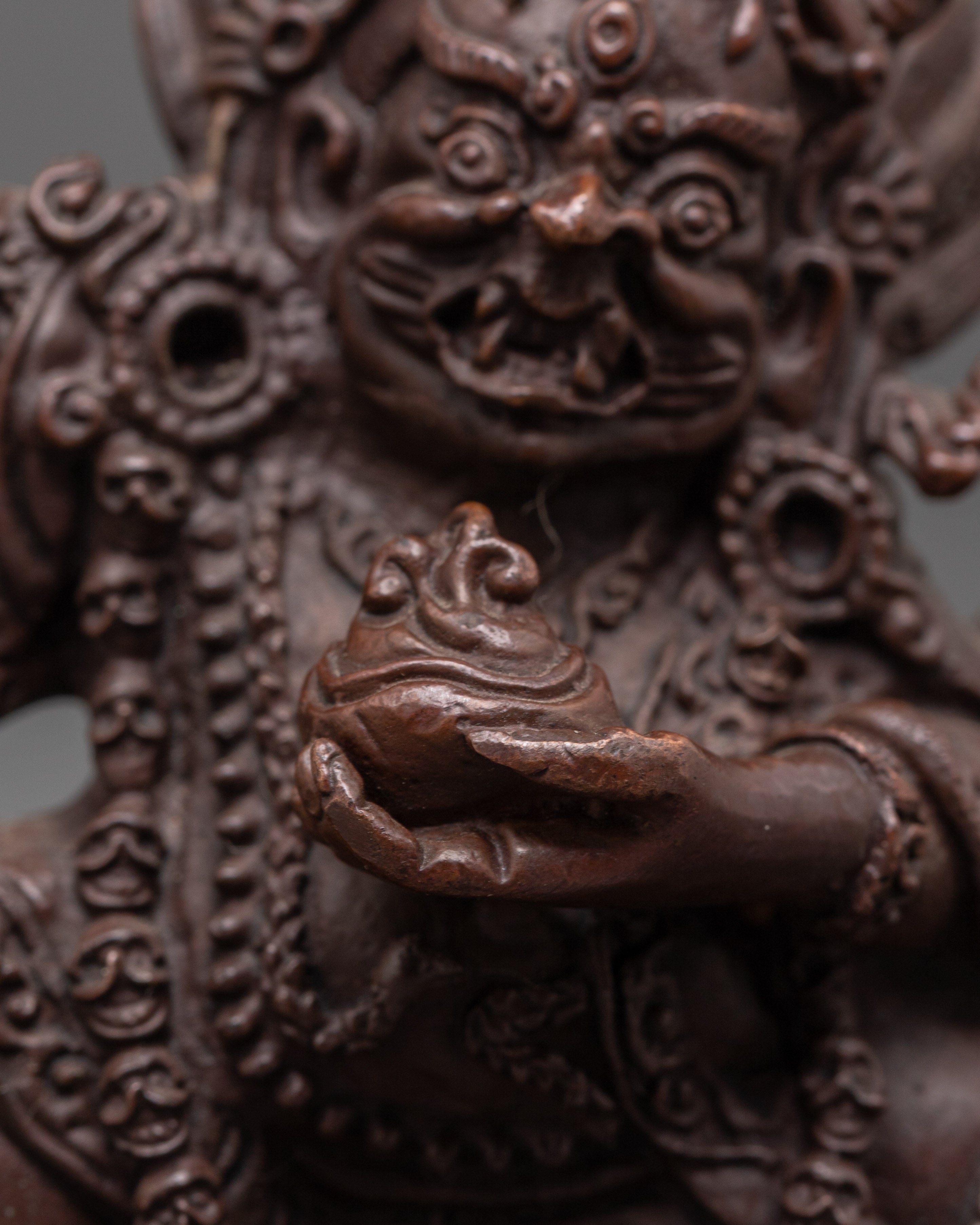 Handmade Mahakala Bernakchen Protector Statue | Tibetan Guardian Deity Sculpture