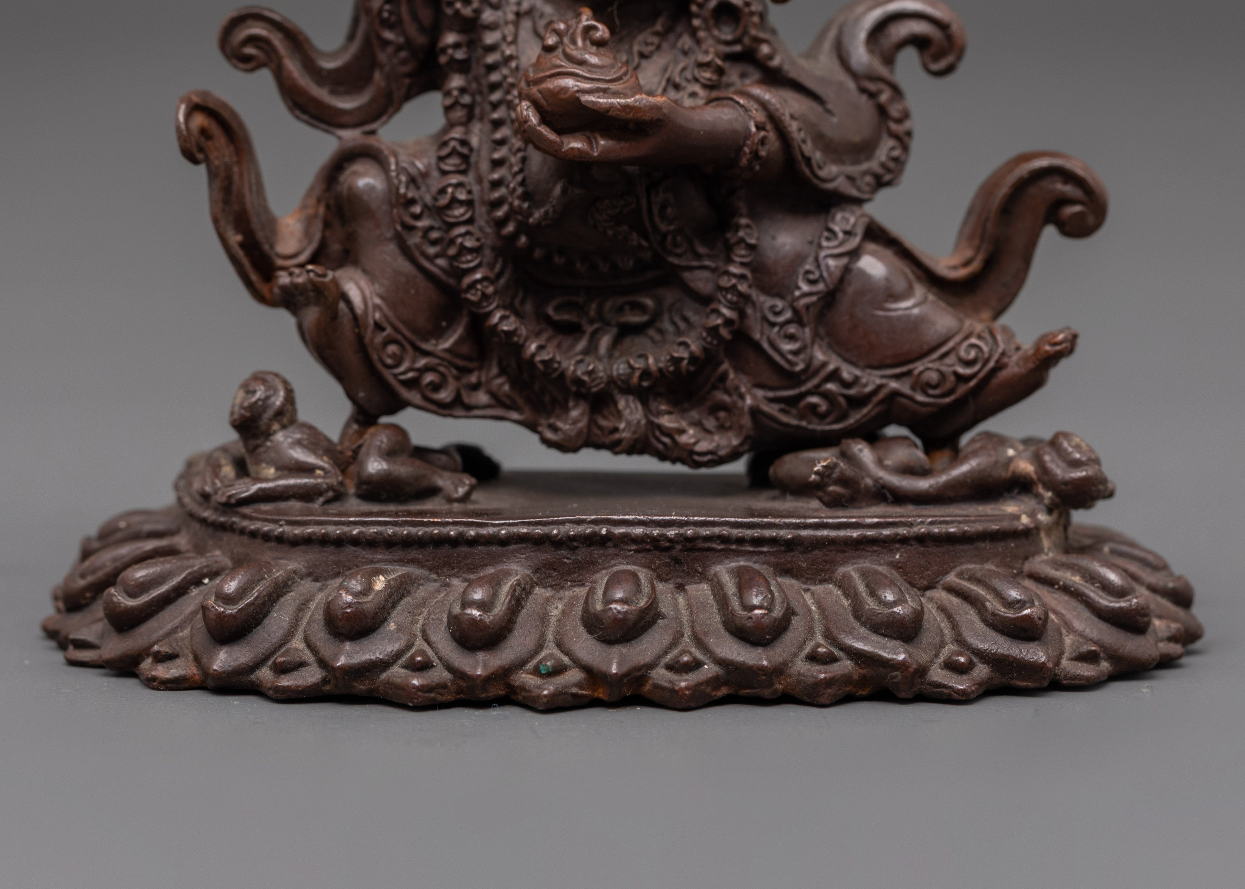 Handmade Mahakala Bernakchen Protector Statue | Tibetan Guardian Deity Sculpture