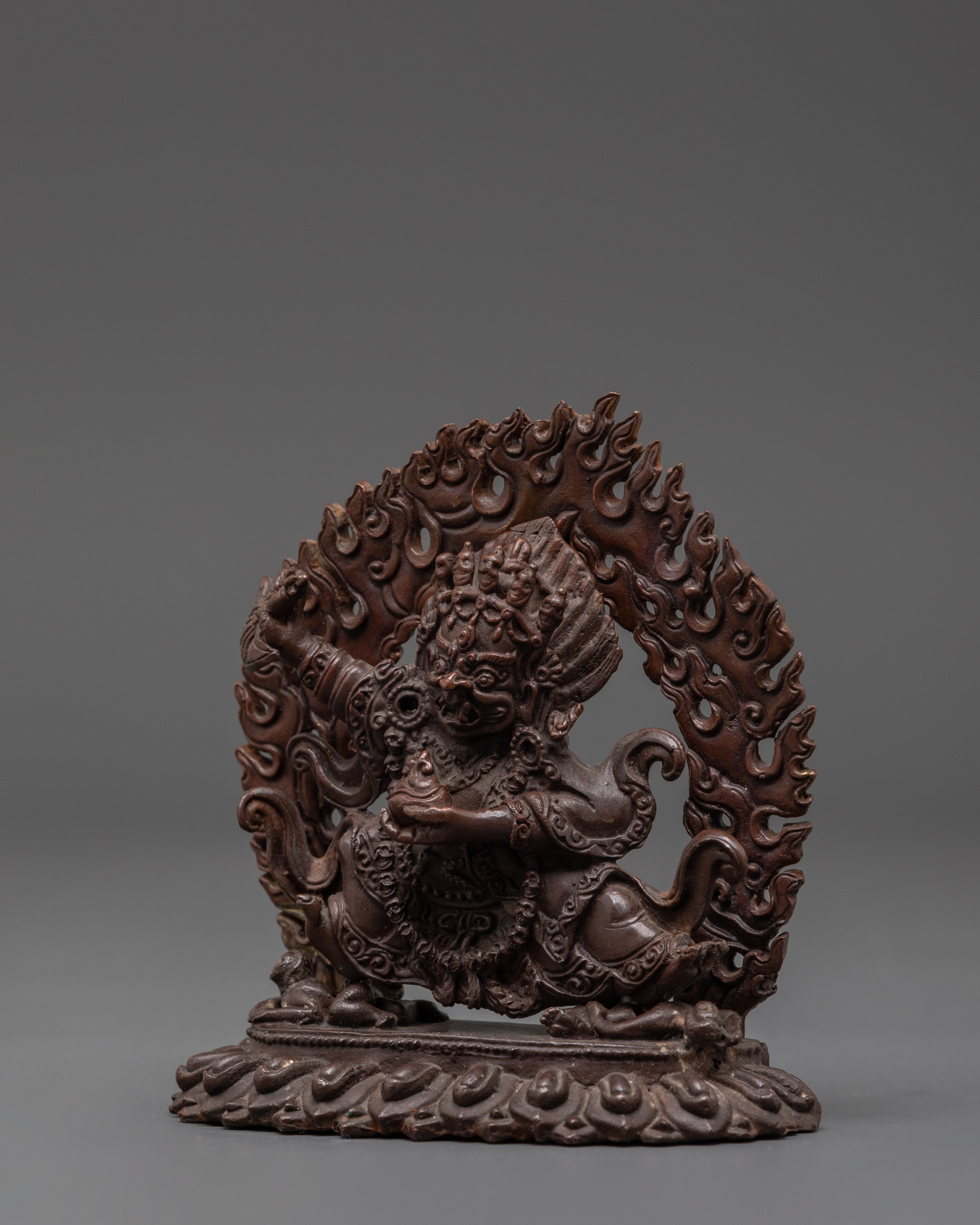 Handmade Mahakala Bernakchen Protector Statue | Tibetan Guardian Deity Sculpture