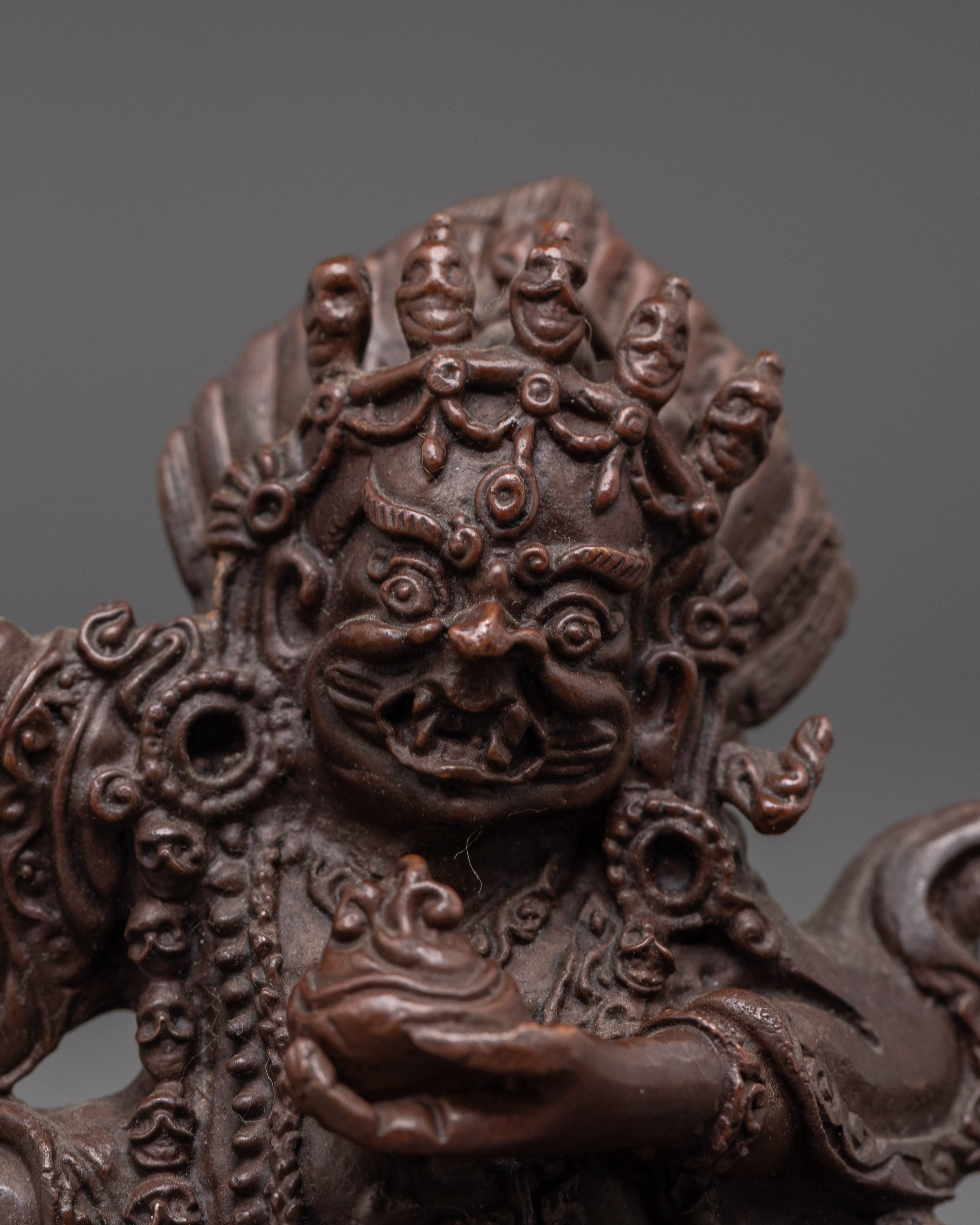 Handmade Mahakala Bernakchen Protector Statue | Tibetan Guardian Deity Sculpture