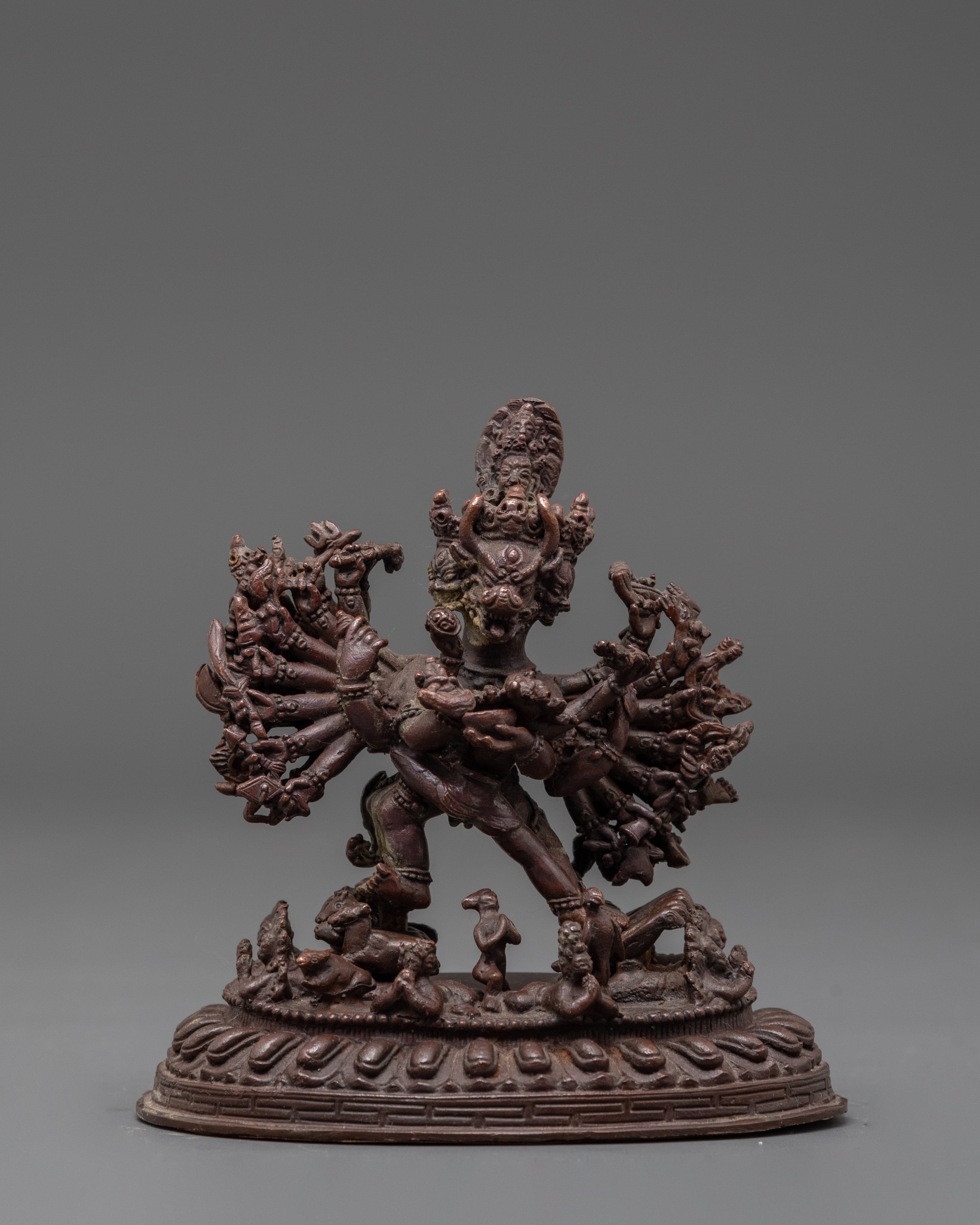 Oxidized Copper Yamantaka wth Consort Statue | Symbol of Fearlessness and Wisdom