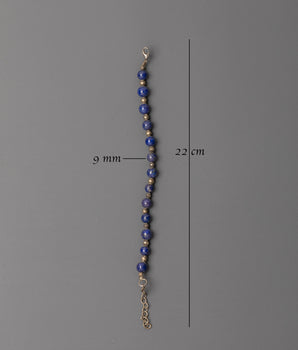 Elegant White Metal Chain Bracelet | Blue Lapis Lazuli Beaded Jewelry