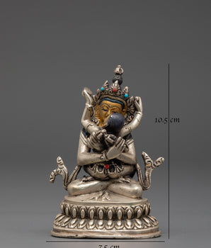 Silver Plated Vajradhara with Consort Statue | The Embodiment of Ultimate Union