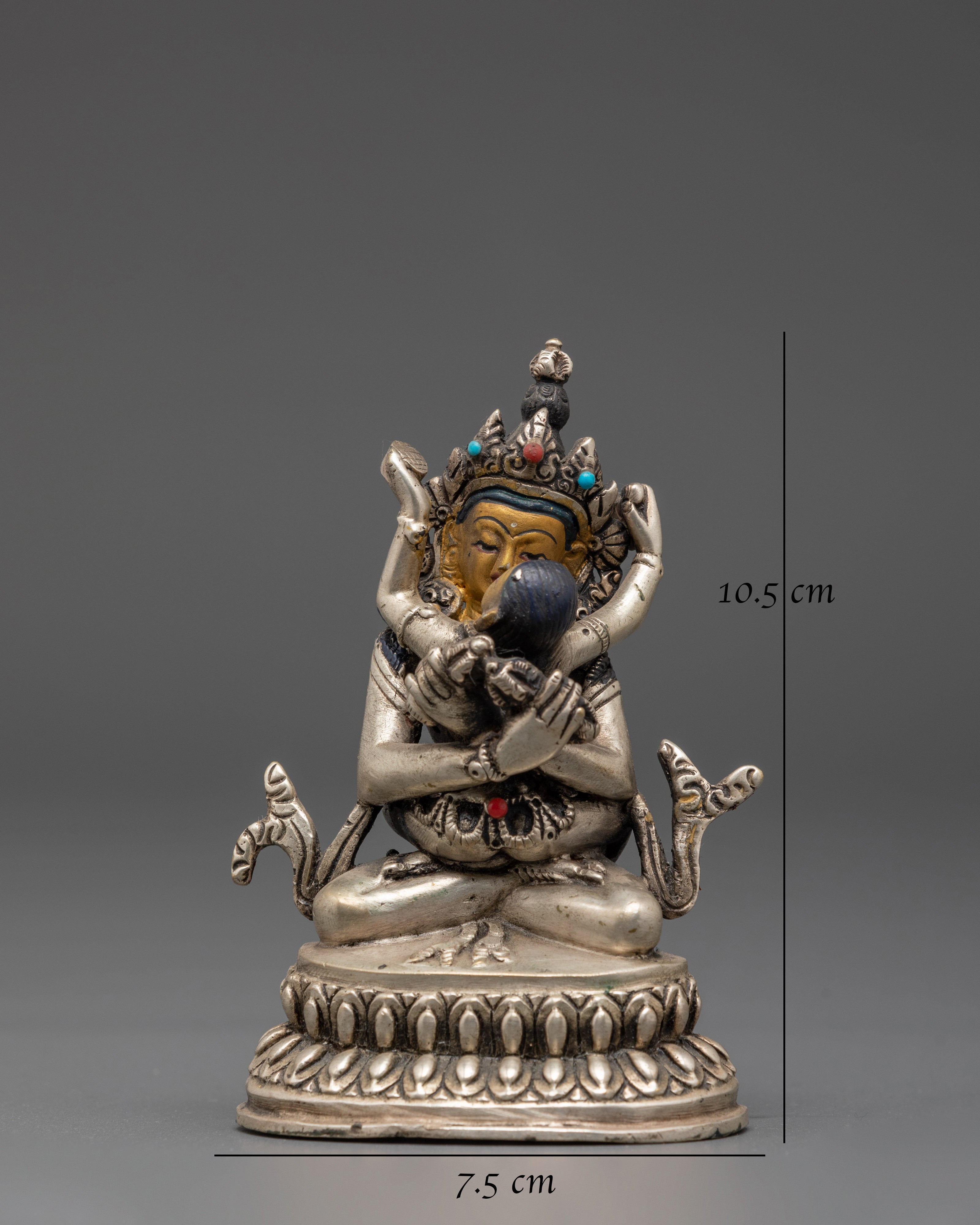 Silver Plated Vajradhara with Consort Statue | The Embodiment of Ultimate Union