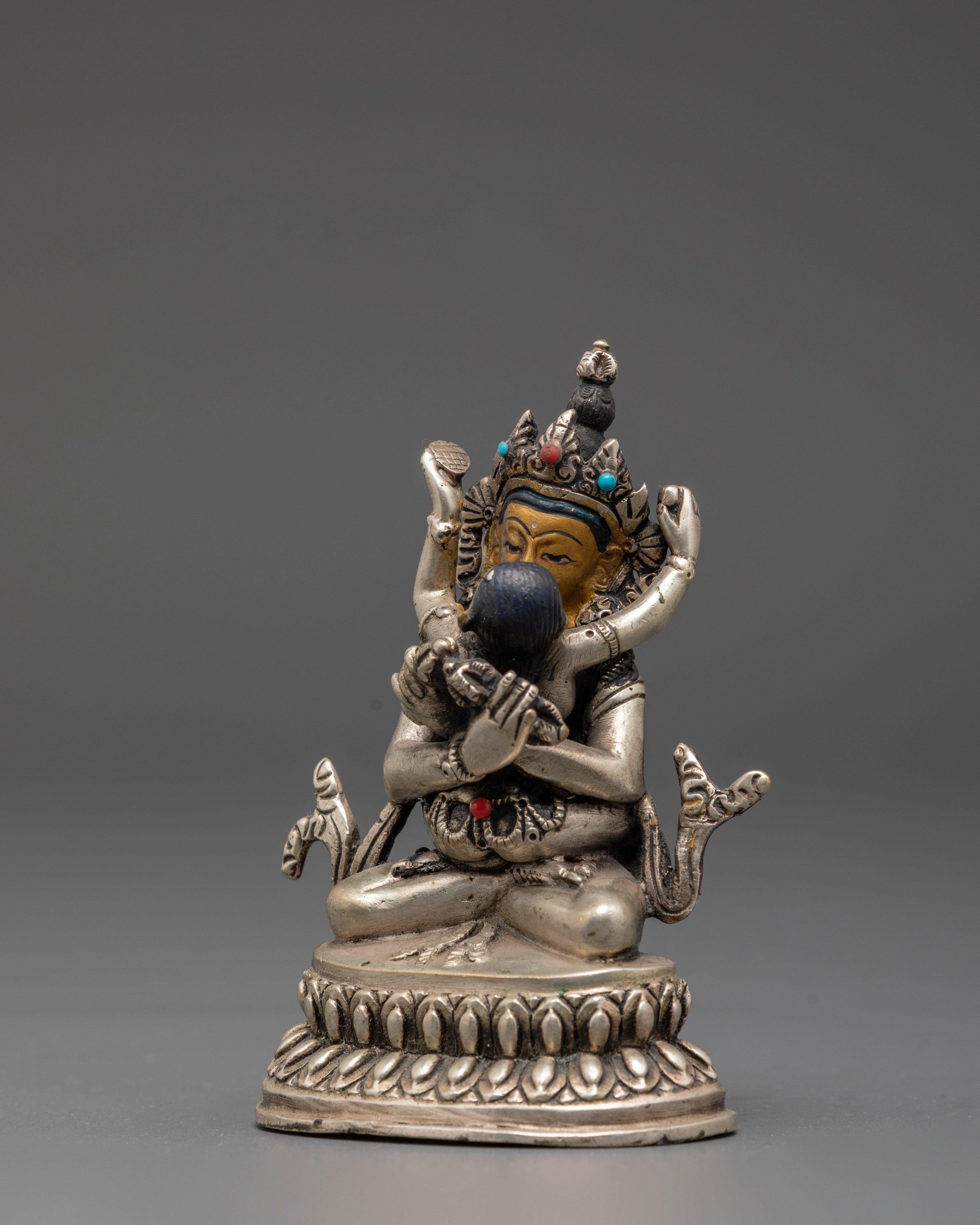 Silver Plated Vajradhara with Consort Statue | The Embodiment of Ultimate Union