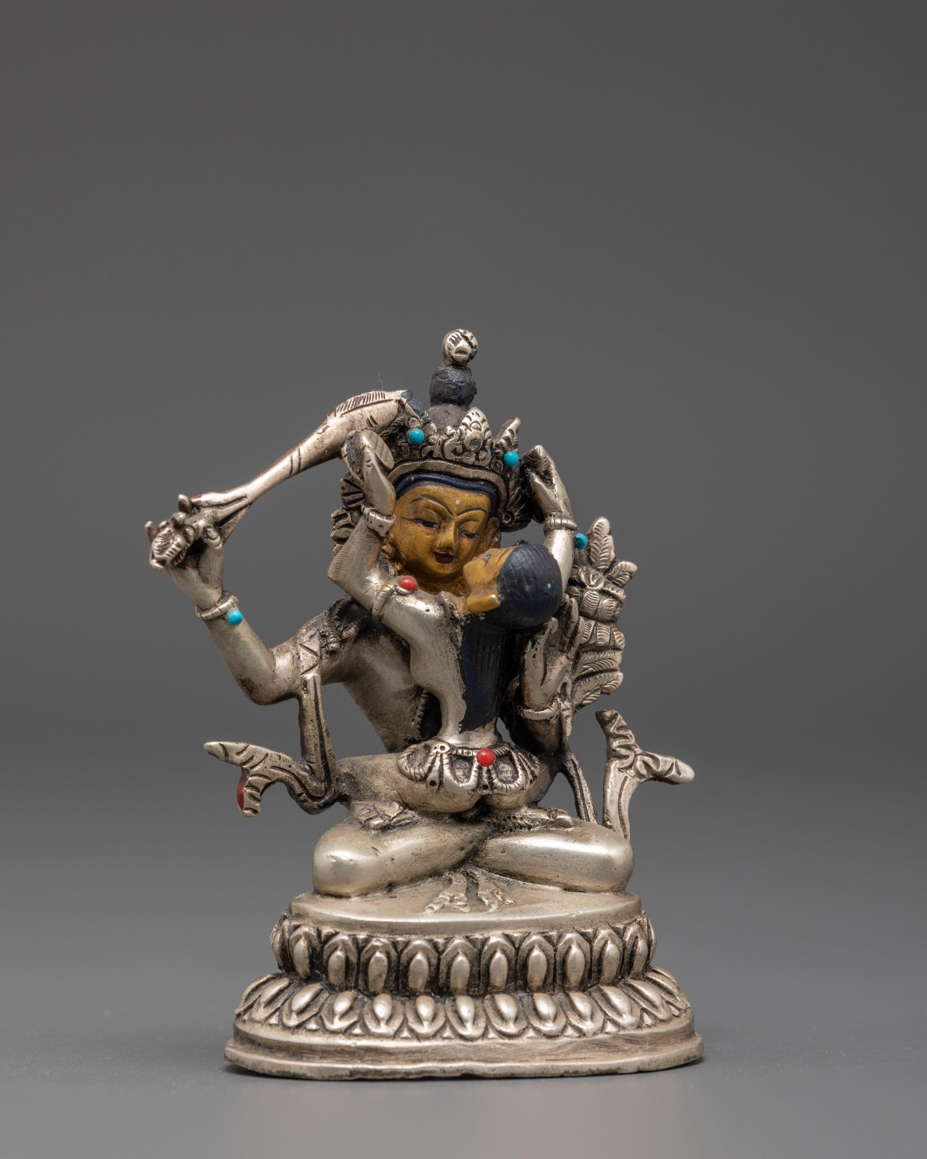 Handmade Silver Plated Manjushri Statue | Embodying Wisdom & Compassion