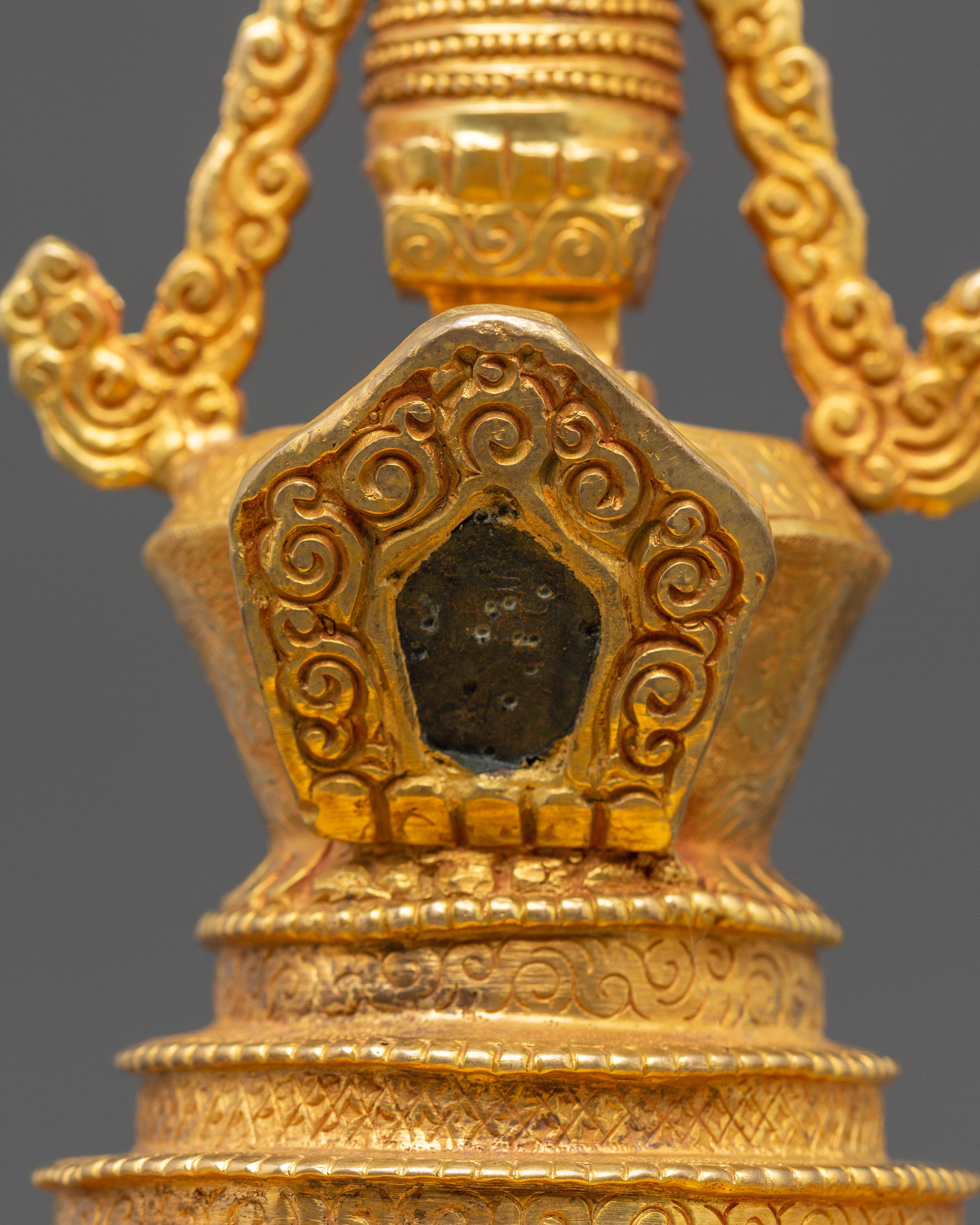 Handcrafted Gold Meditation Stupa | Tibetan Buddhist Altar Decor