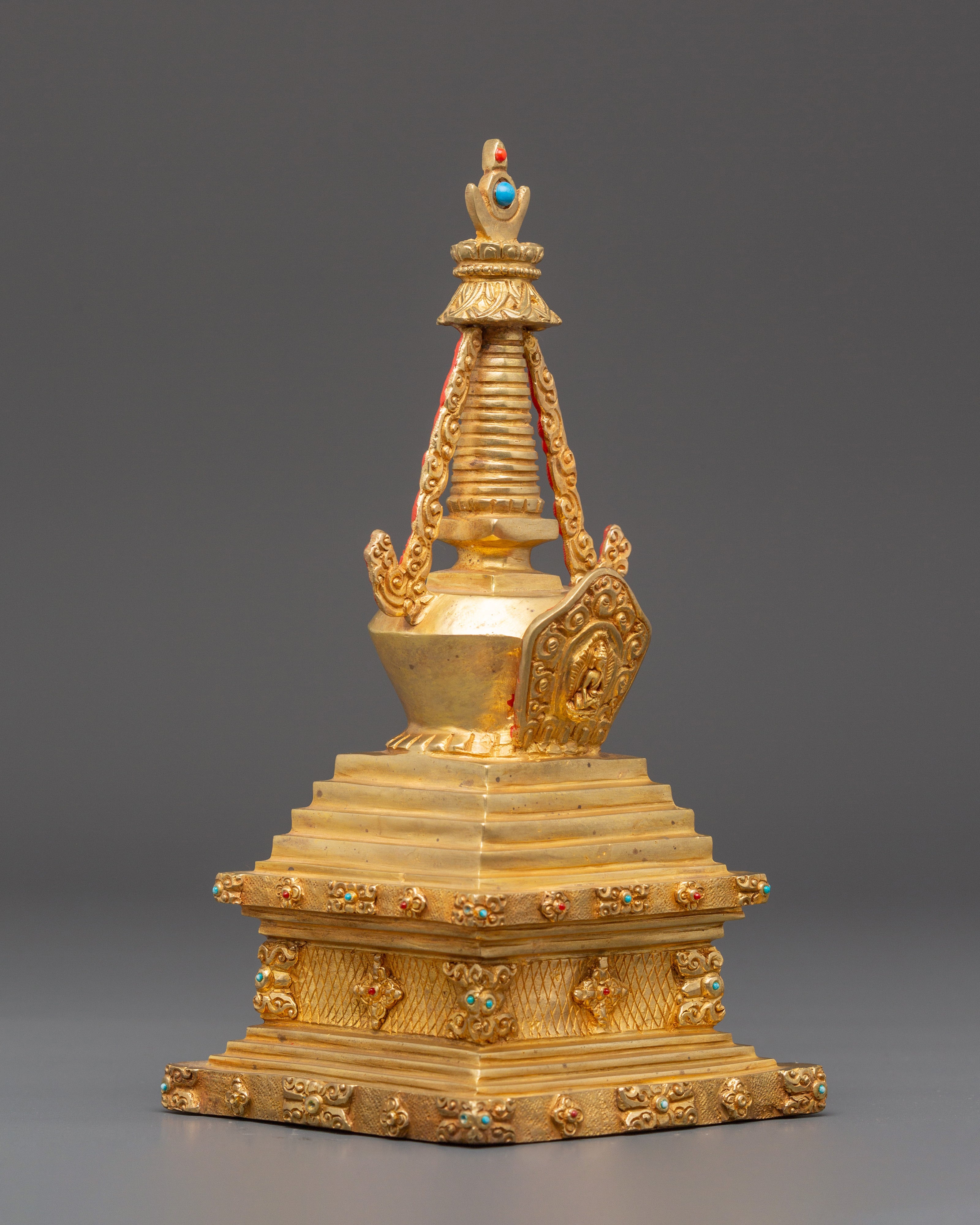 Buddhist Gold Plated in Copper Stupa | A Symbol of Sacred Heritage