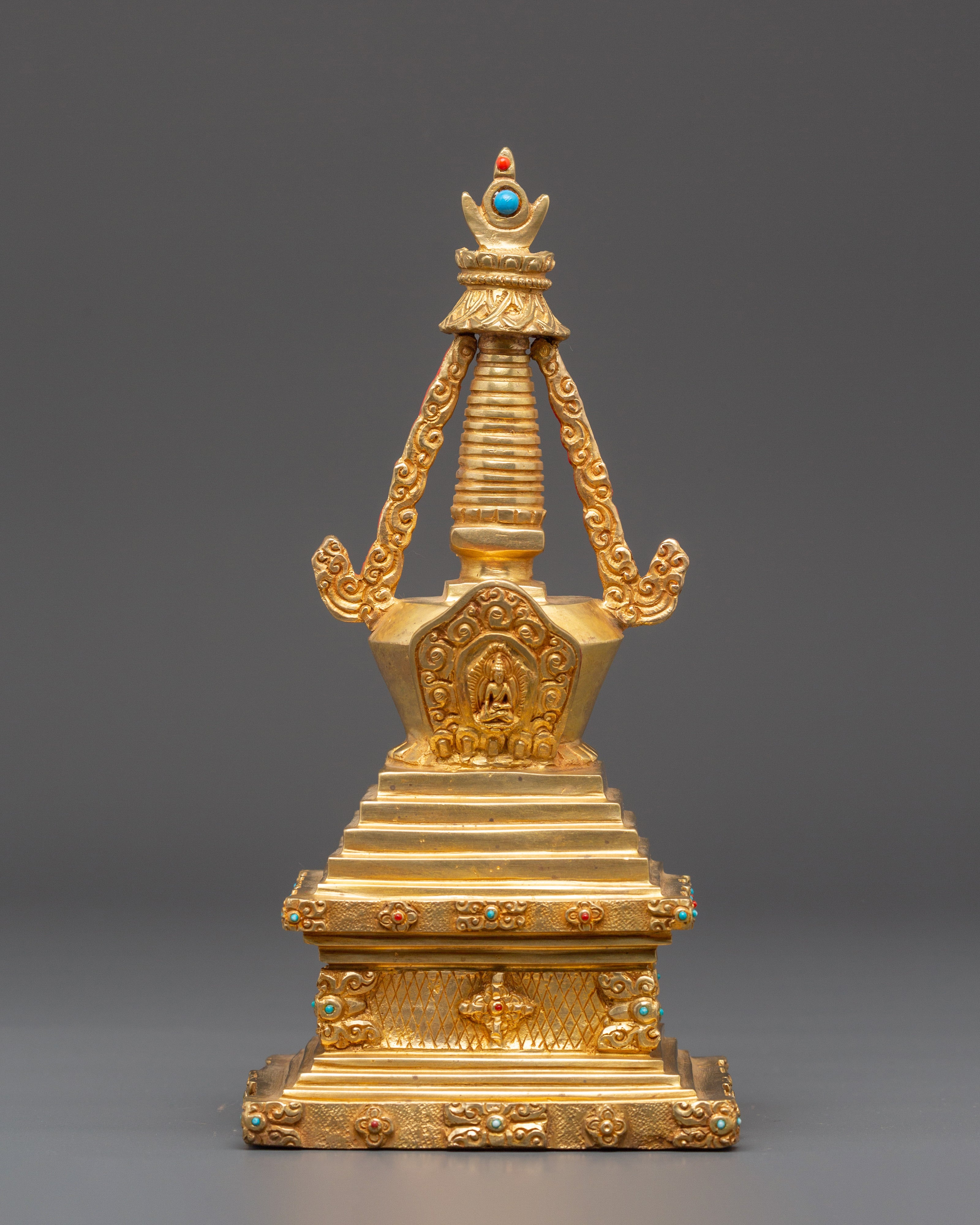 Buddhist Gold Plated in Copper Stupa | A Symbol of Sacred Heritage