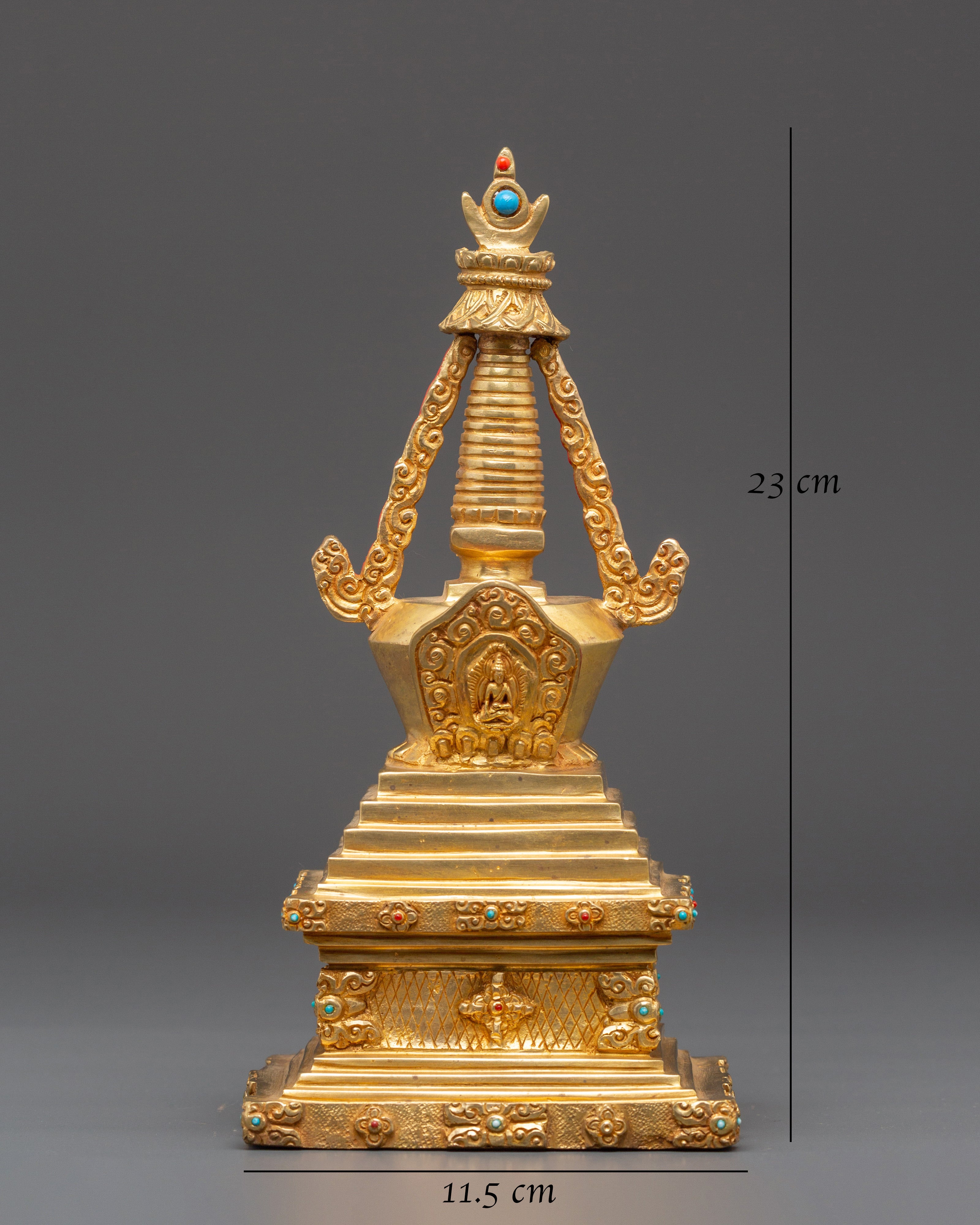 Buddhist Gold Plated in Copper Stupa | A Symbol of Sacred Heritage