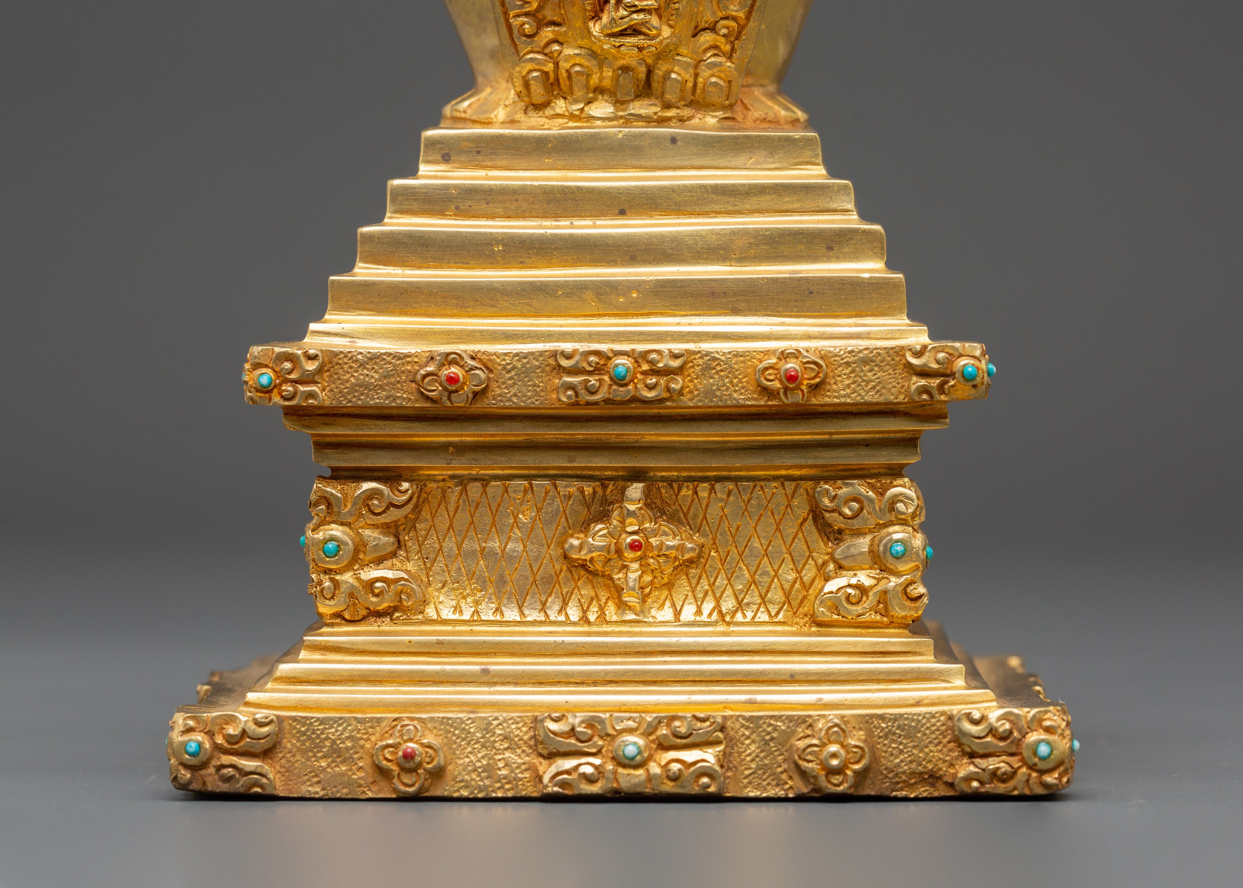Buddhist Gold Plated in Copper Stupa | A Symbol of Sacred Heritage