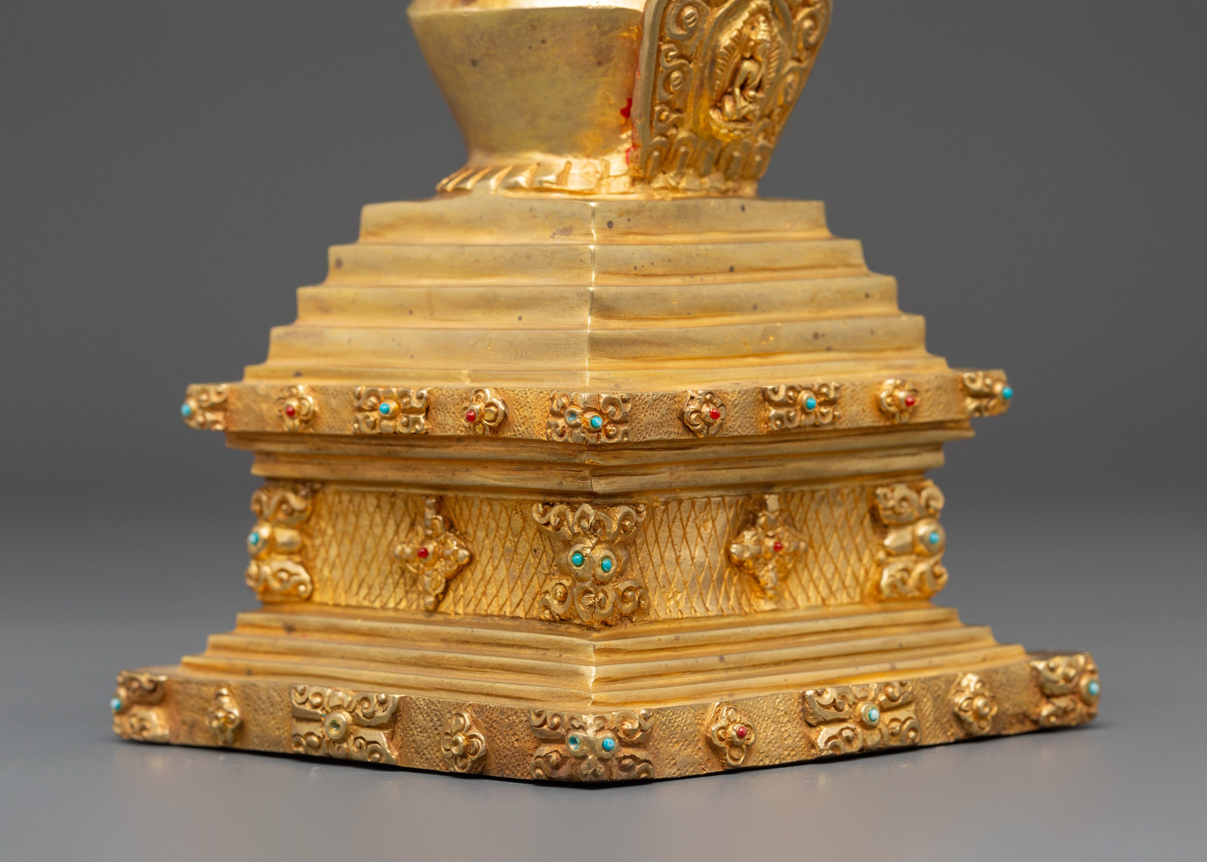 Buddhist Gold Plated in Copper Stupa | A Symbol of Sacred Heritage