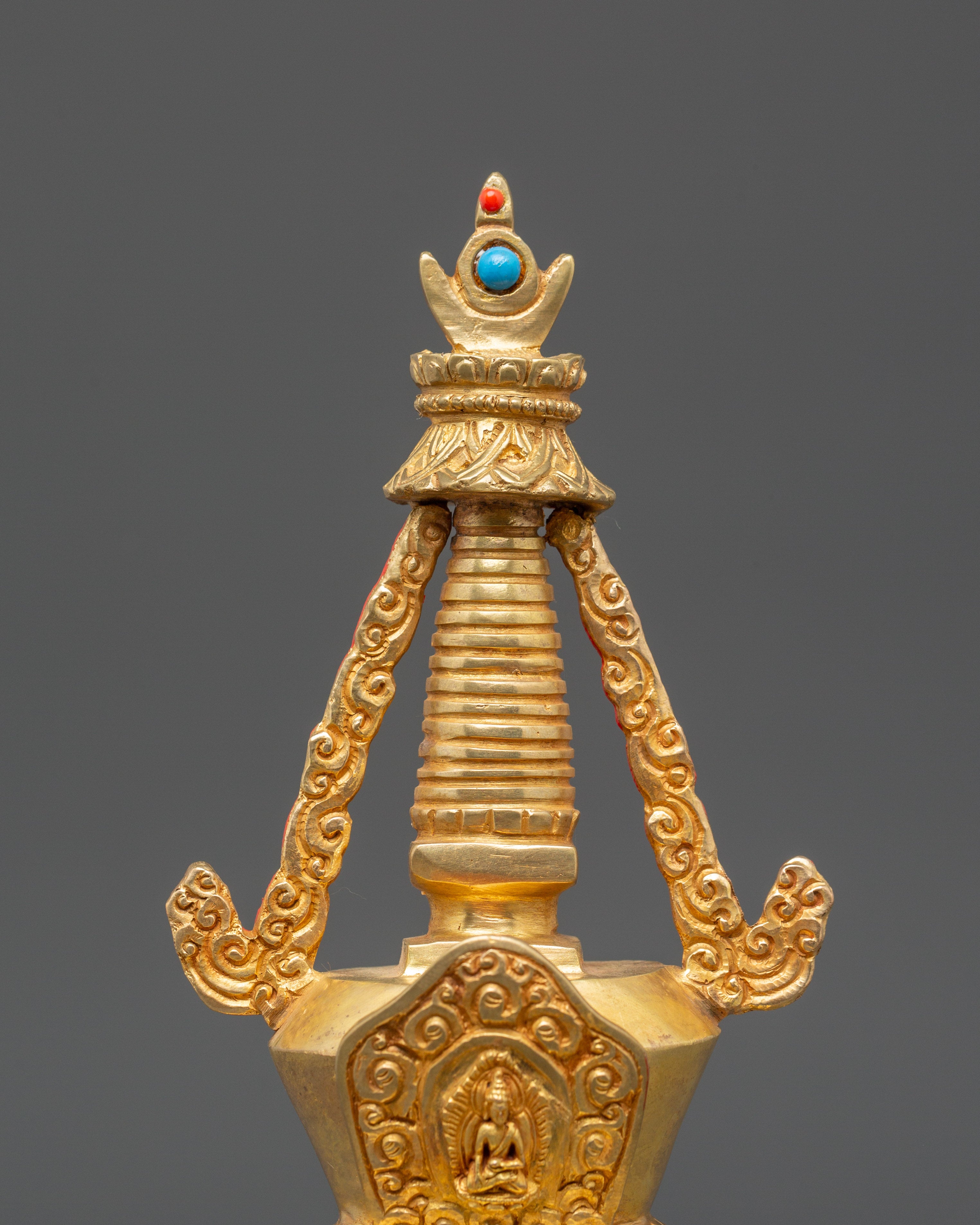 Buddhist Gold Plated in Copper Stupa | A Symbol of Sacred Heritage