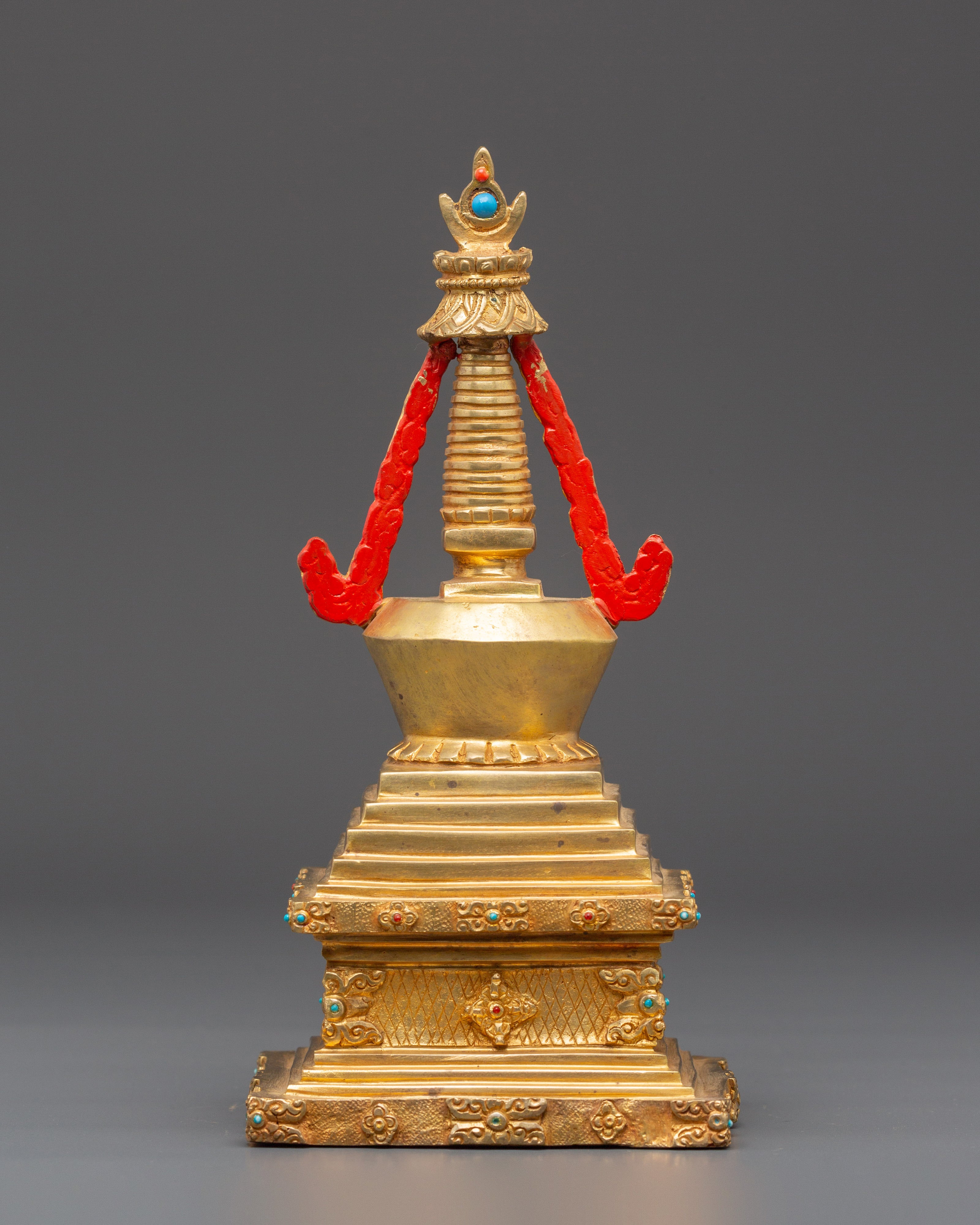 Buddhist Gold Plated in Copper Stupa | A Symbol of Sacred Heritage